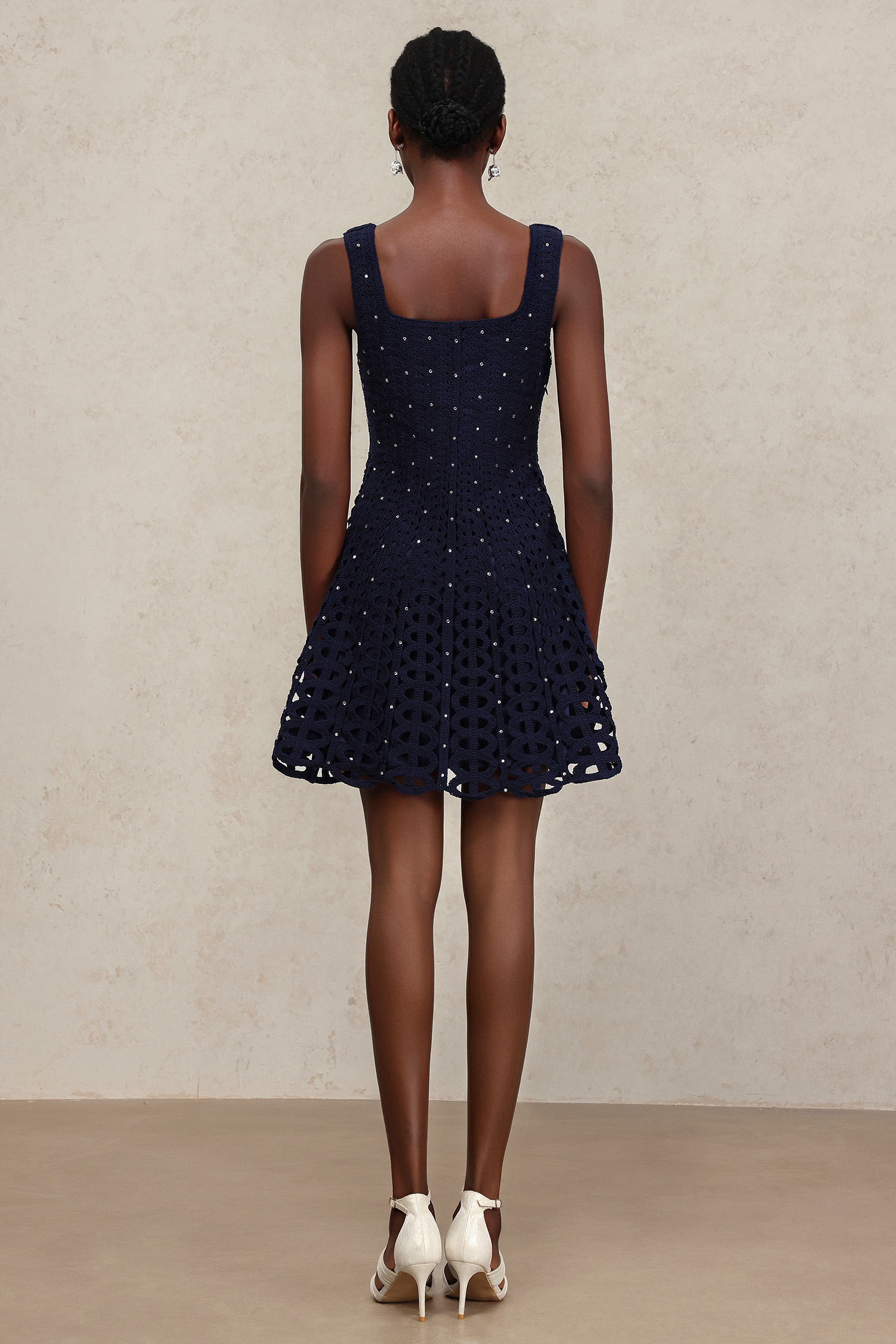 Kalene Halter Hollow Out Diamond Mini Dress