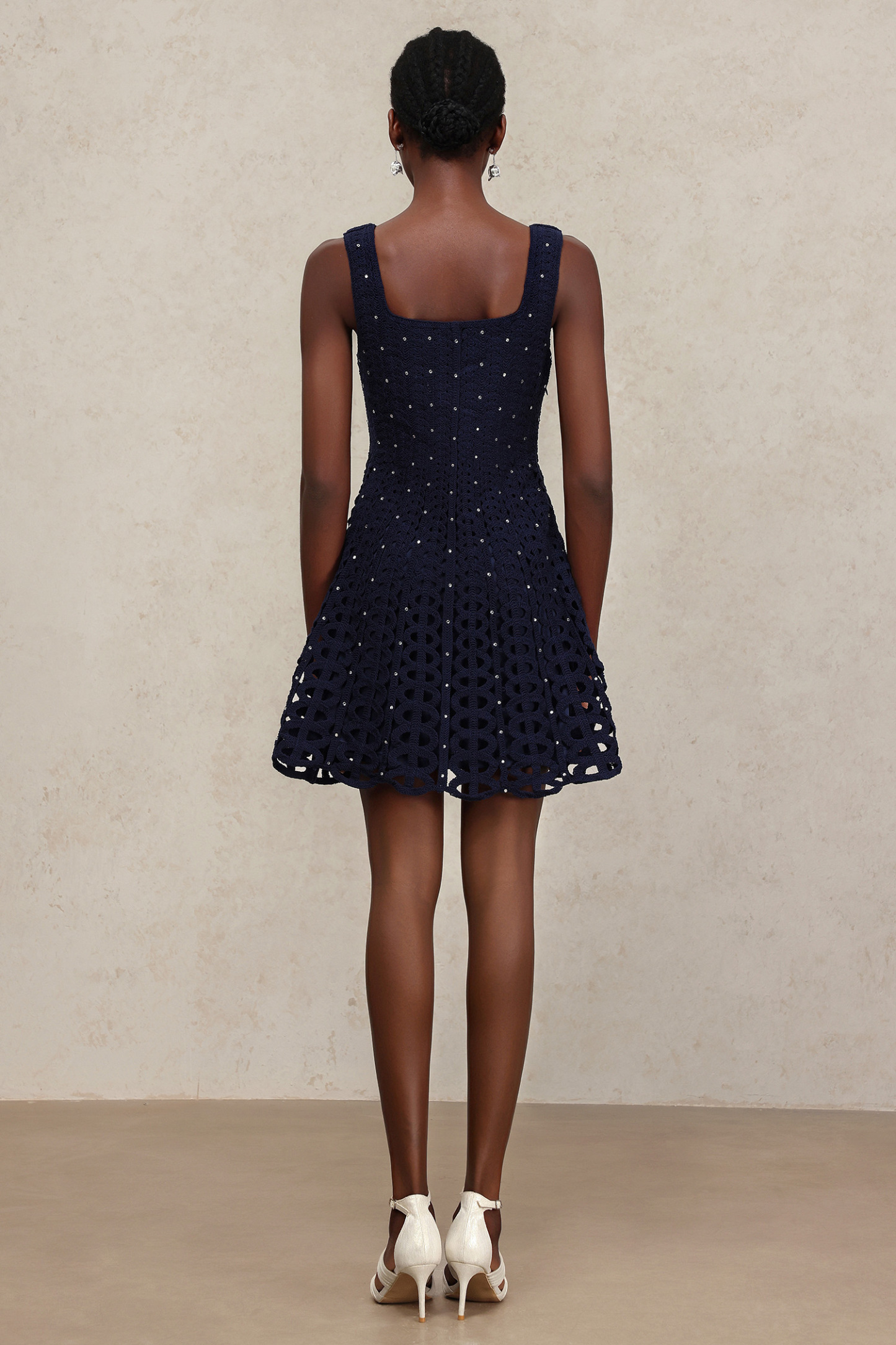 Kalene Halter Hollow Out Diamond Mini Dress