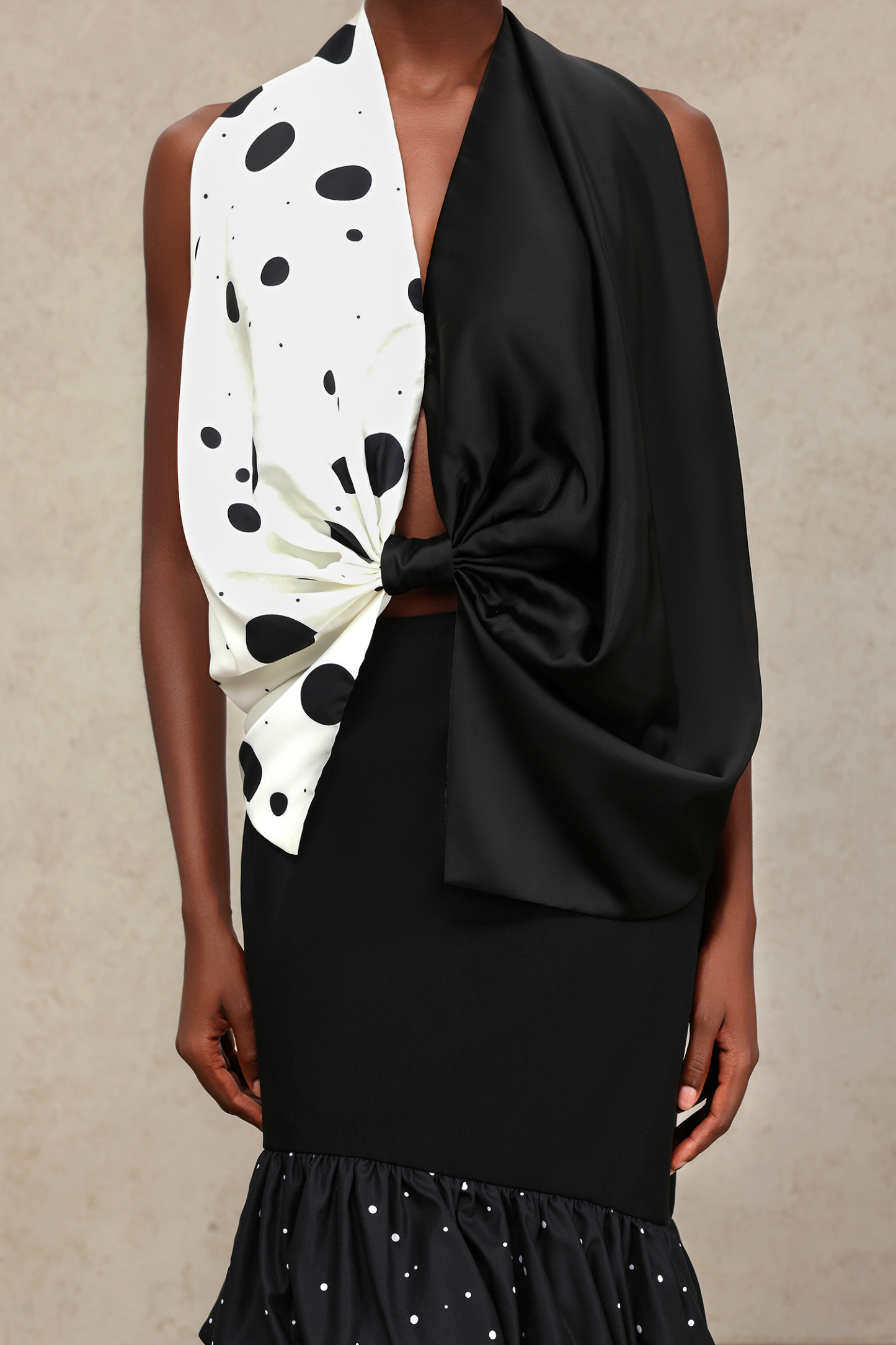 Thalassa Dot Printed Bowknot Top And Skirt Two-Piece Set