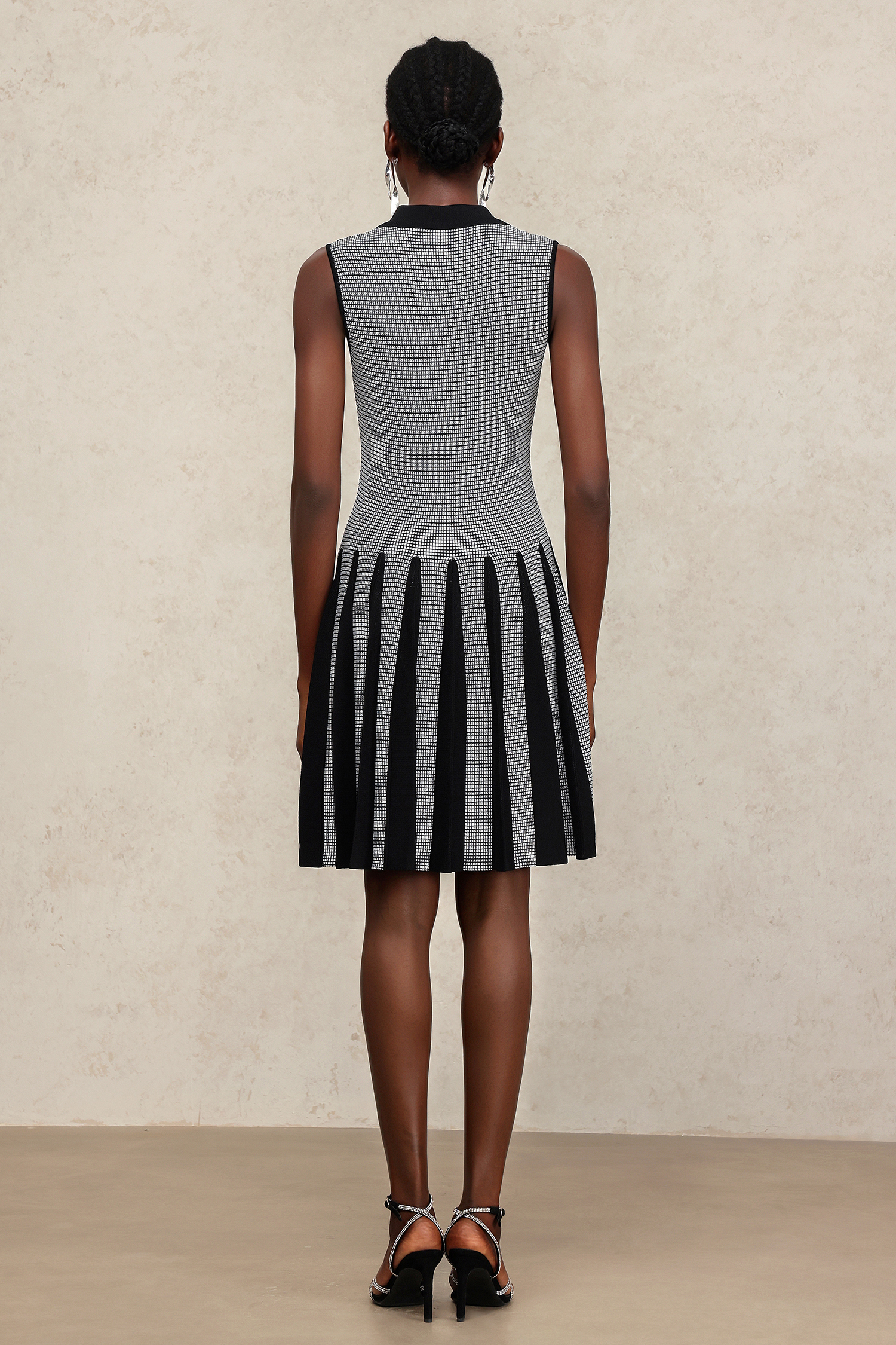 Kyler Lapel Sleeveless Folds Mini Dress