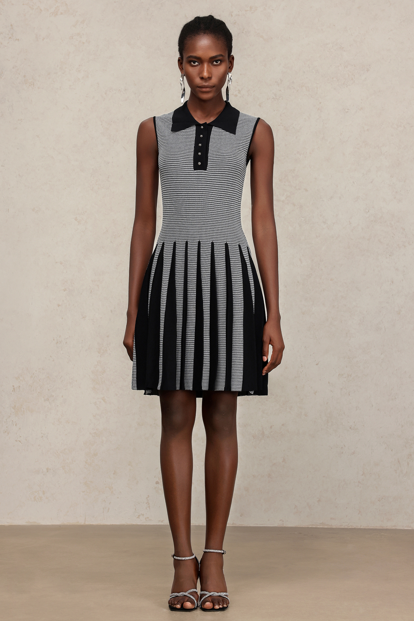 Kyler Lapel Sleeveless Folds Mini Dress