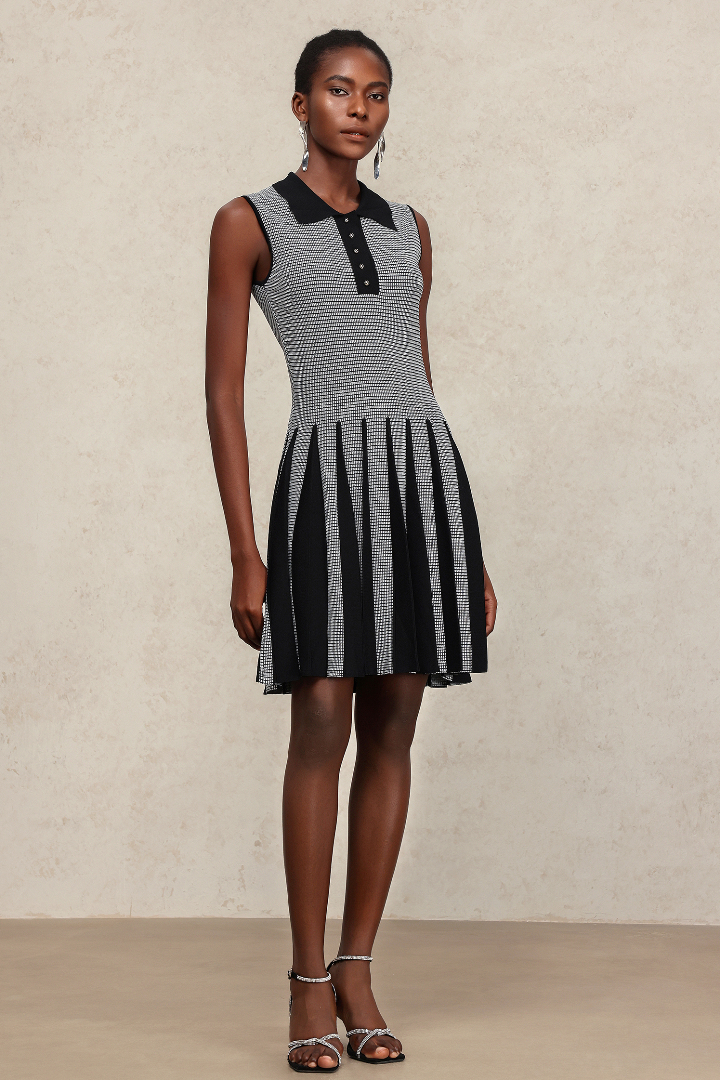 Kyler Lapel Sleeveless Folds Mini Dress