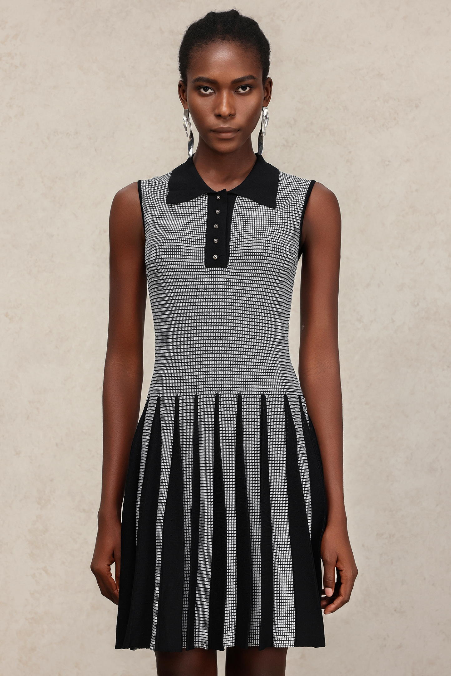 Kyler Lapel Sleeveless Folds Mini Dress