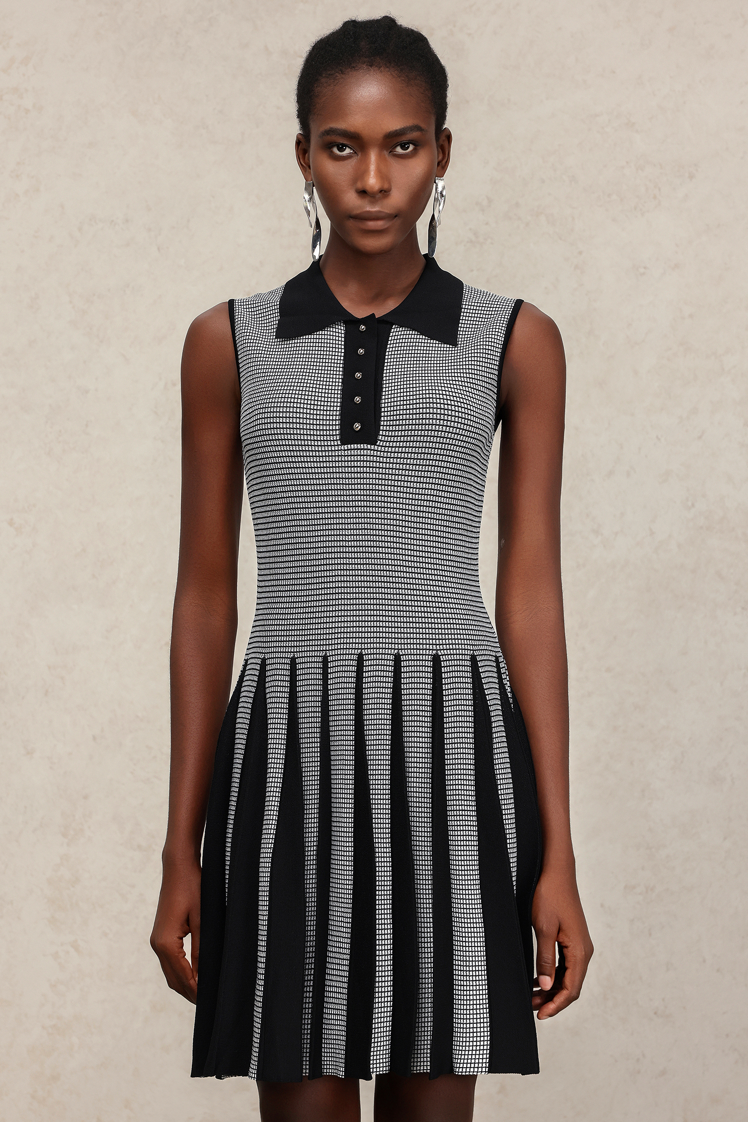 Kyler Lapel Sleeveless Folds Mini Dress