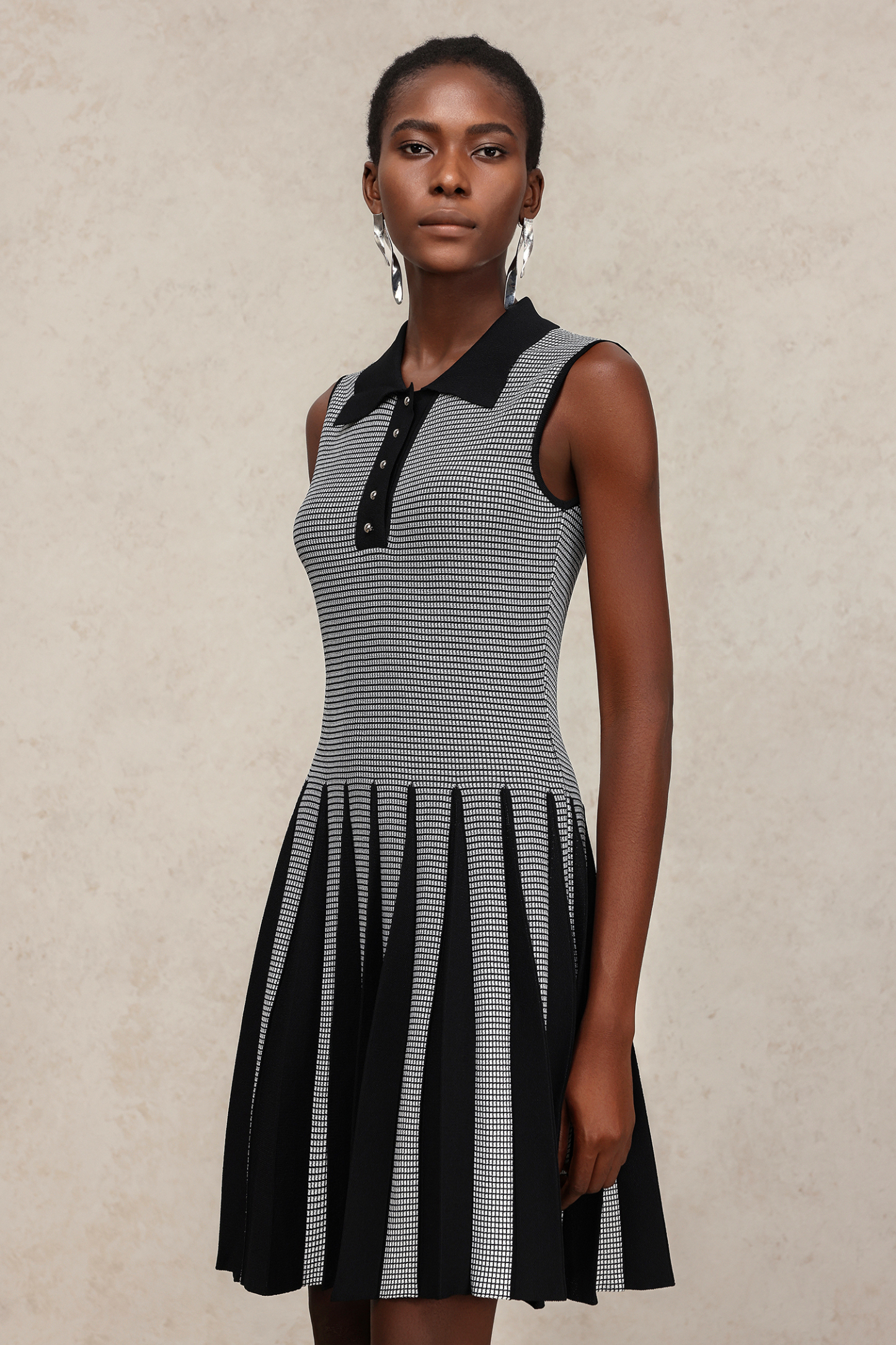 Kyler Lapel Sleeveless Folds Mini Dress