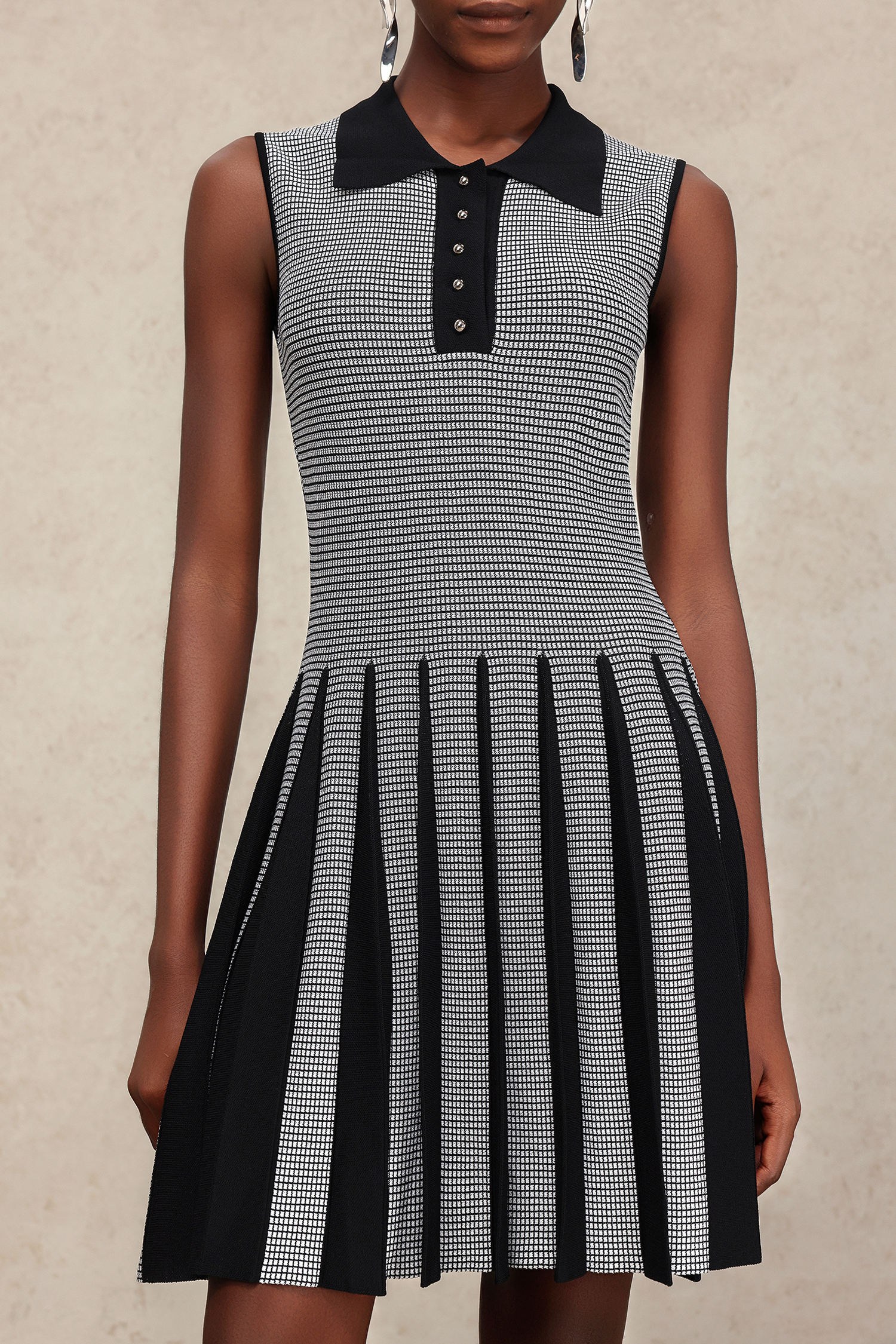 Kyler Lapel Sleeveless Folds Mini Dress