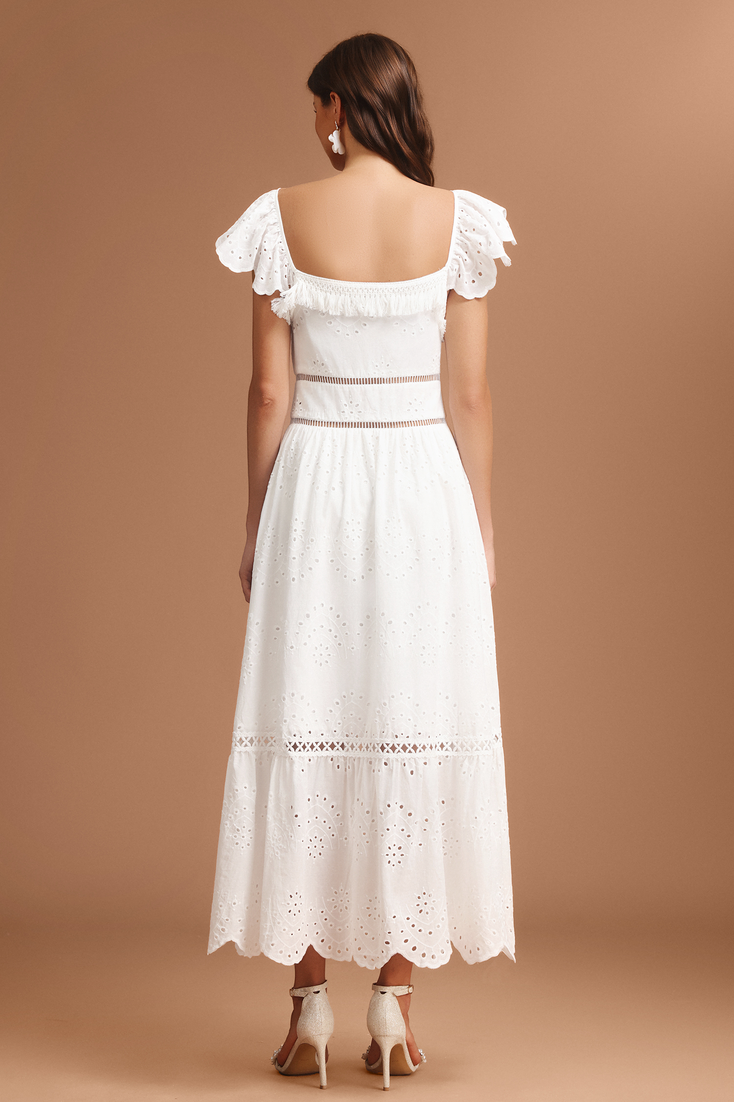 Wagani Halter Folds Tassels Maxi Dress