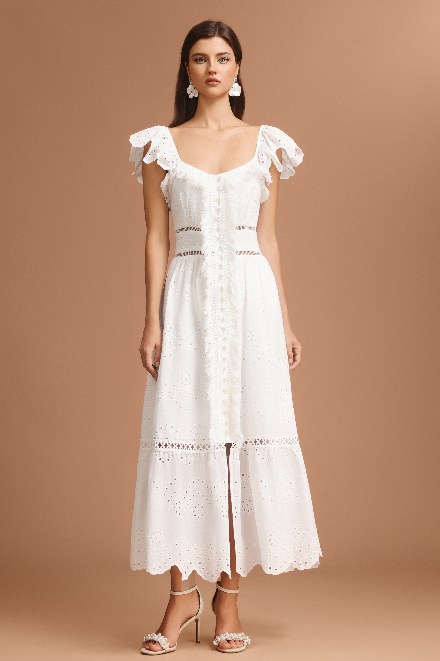 Wagani Halter Folds Tassels Maxi Dress