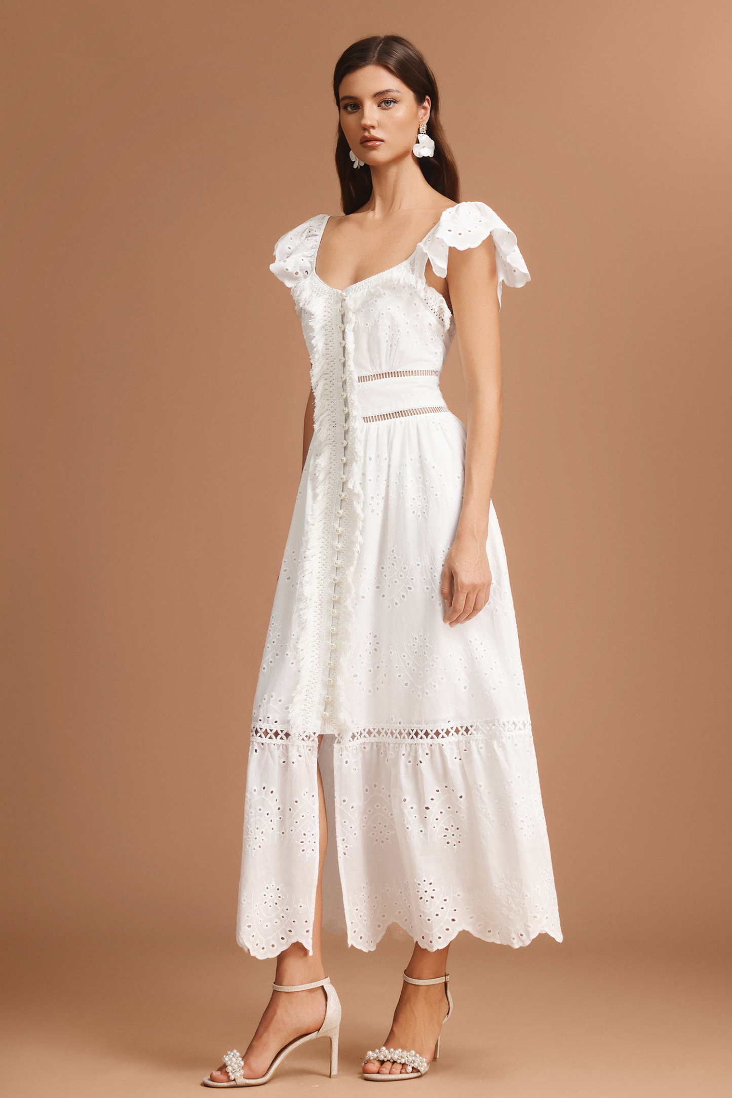 Wagani Halter Folds Tassels Maxi Dress