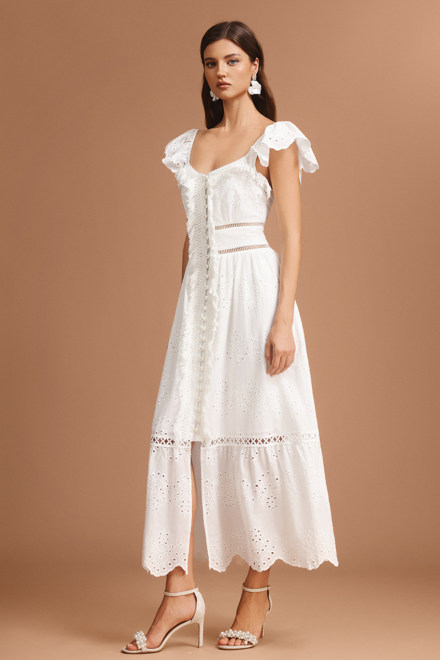 Wagani Halter Folds Tassels Maxi Dress