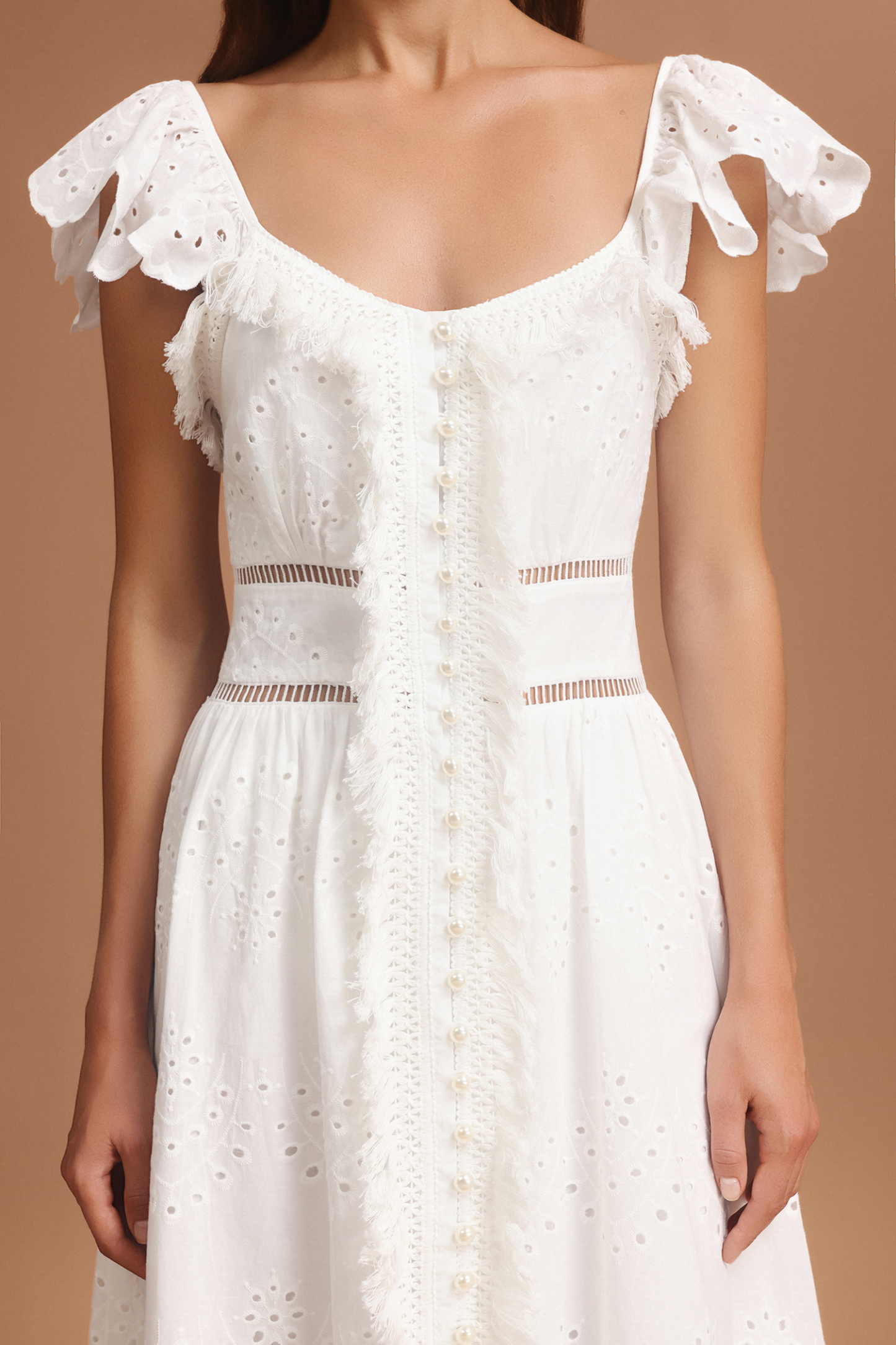 Wagani Halter Folds Tassels Maxi Dress