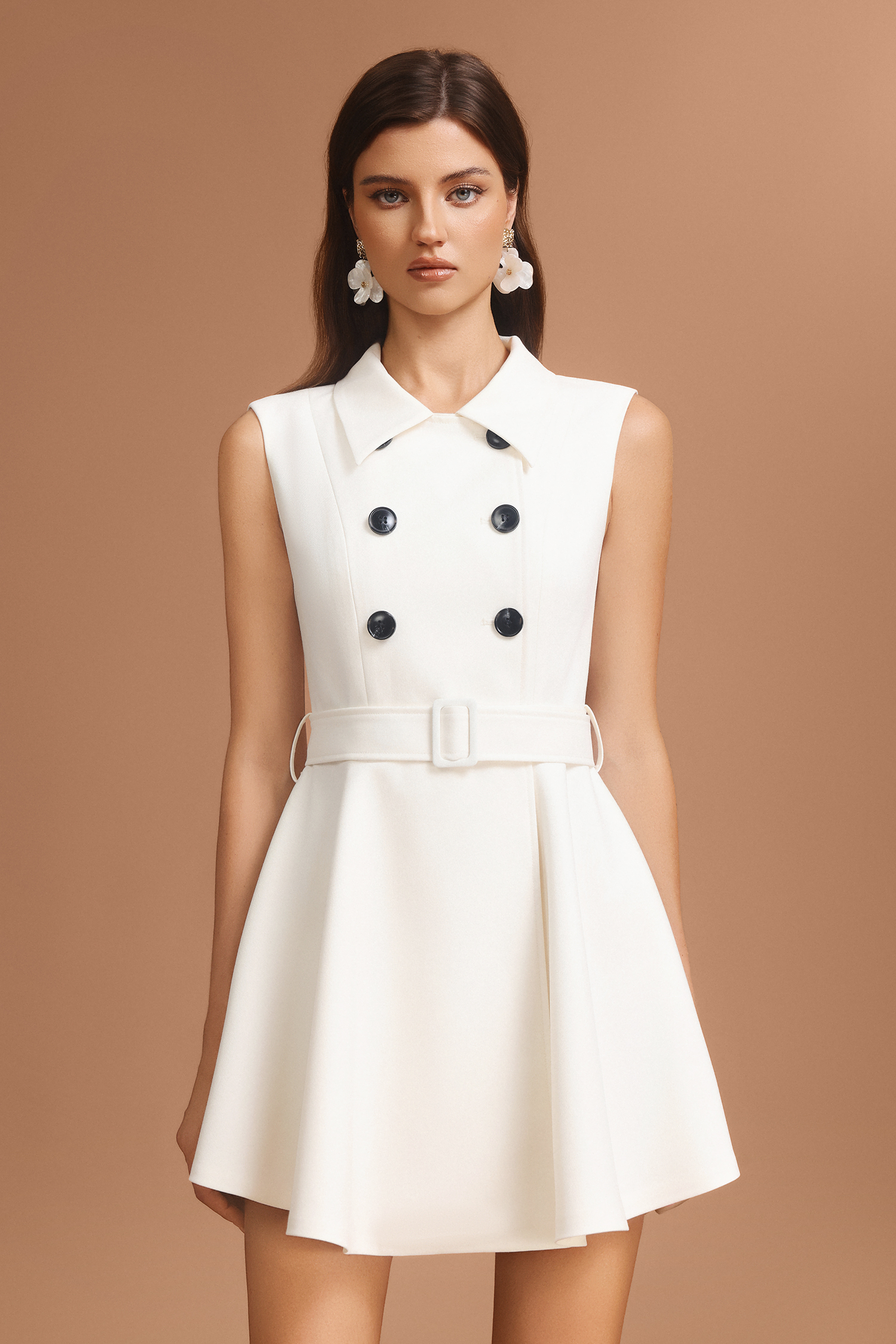 Sabina Lapel Sleeveless Mini Dress