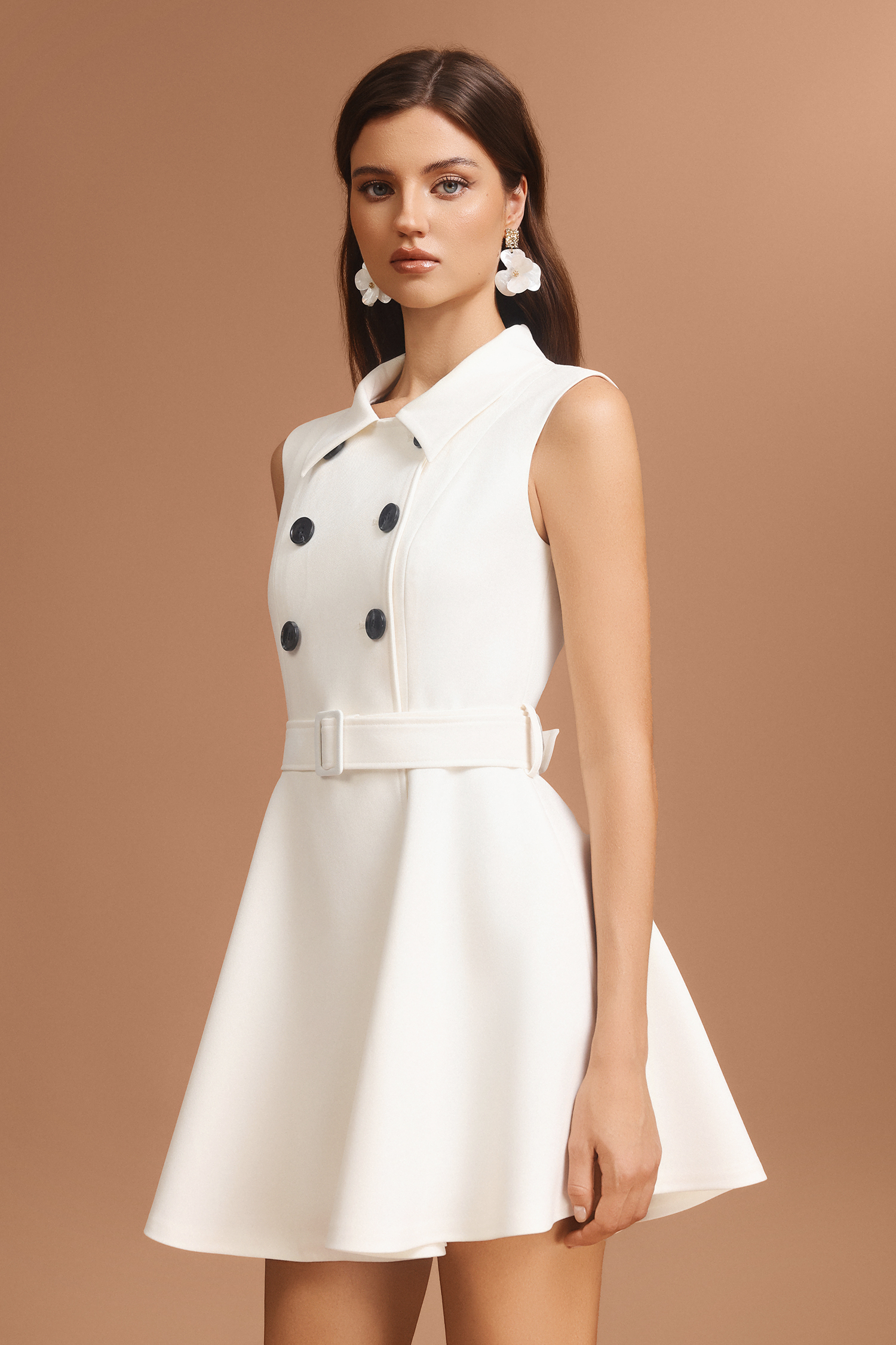 Sabina Lapel Sleeveless Mini Dress