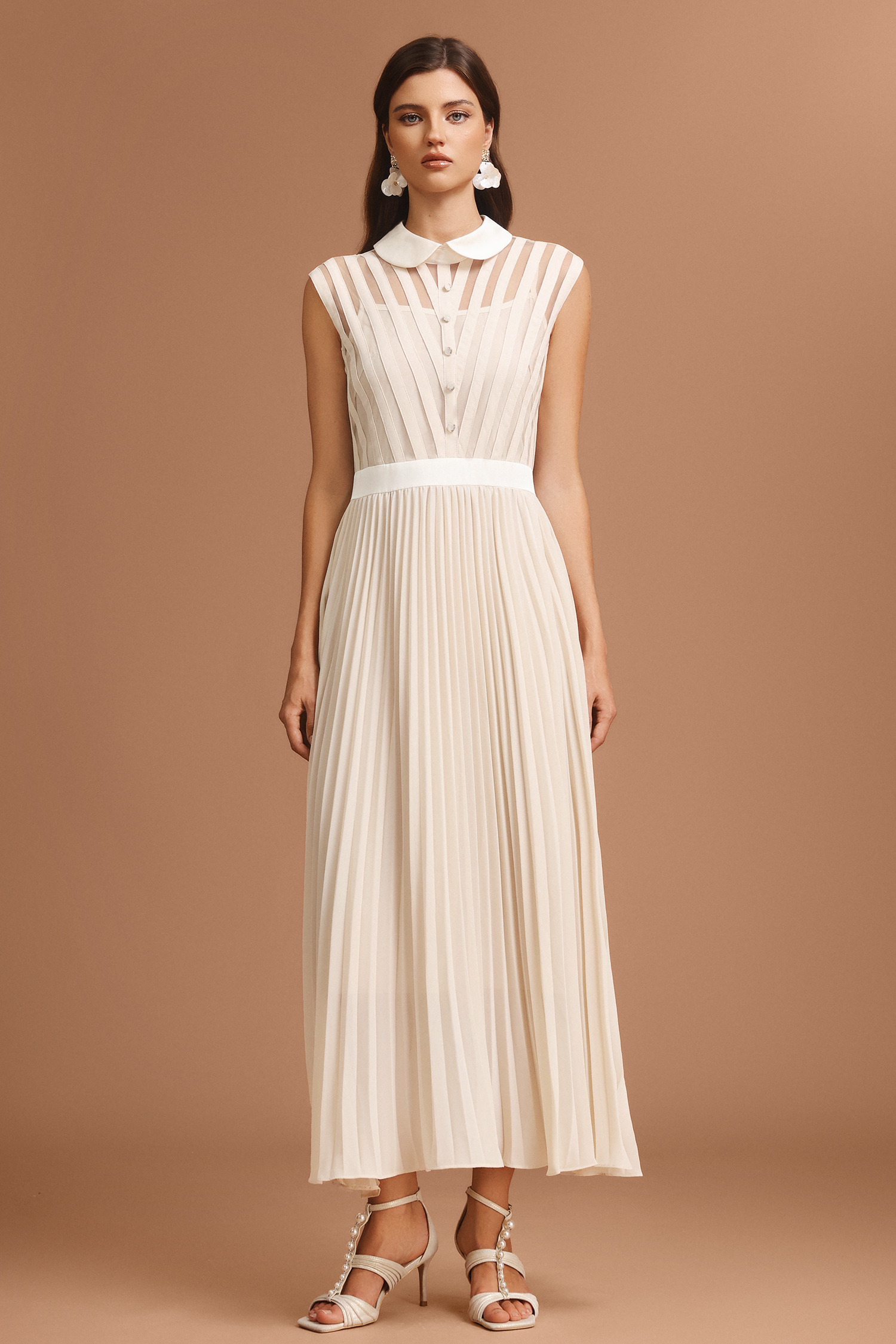 Gilda Round Neck Sleeveless Folds Maxi Dress