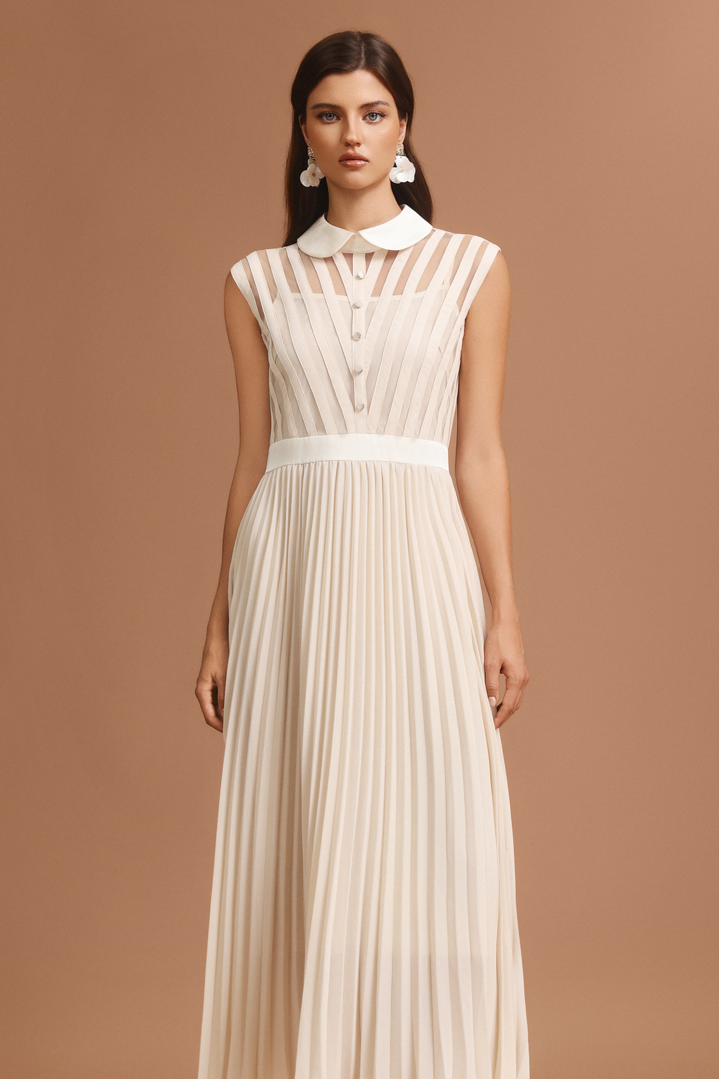 Gilda Round Neck Sleeveless Folds Maxi Dress