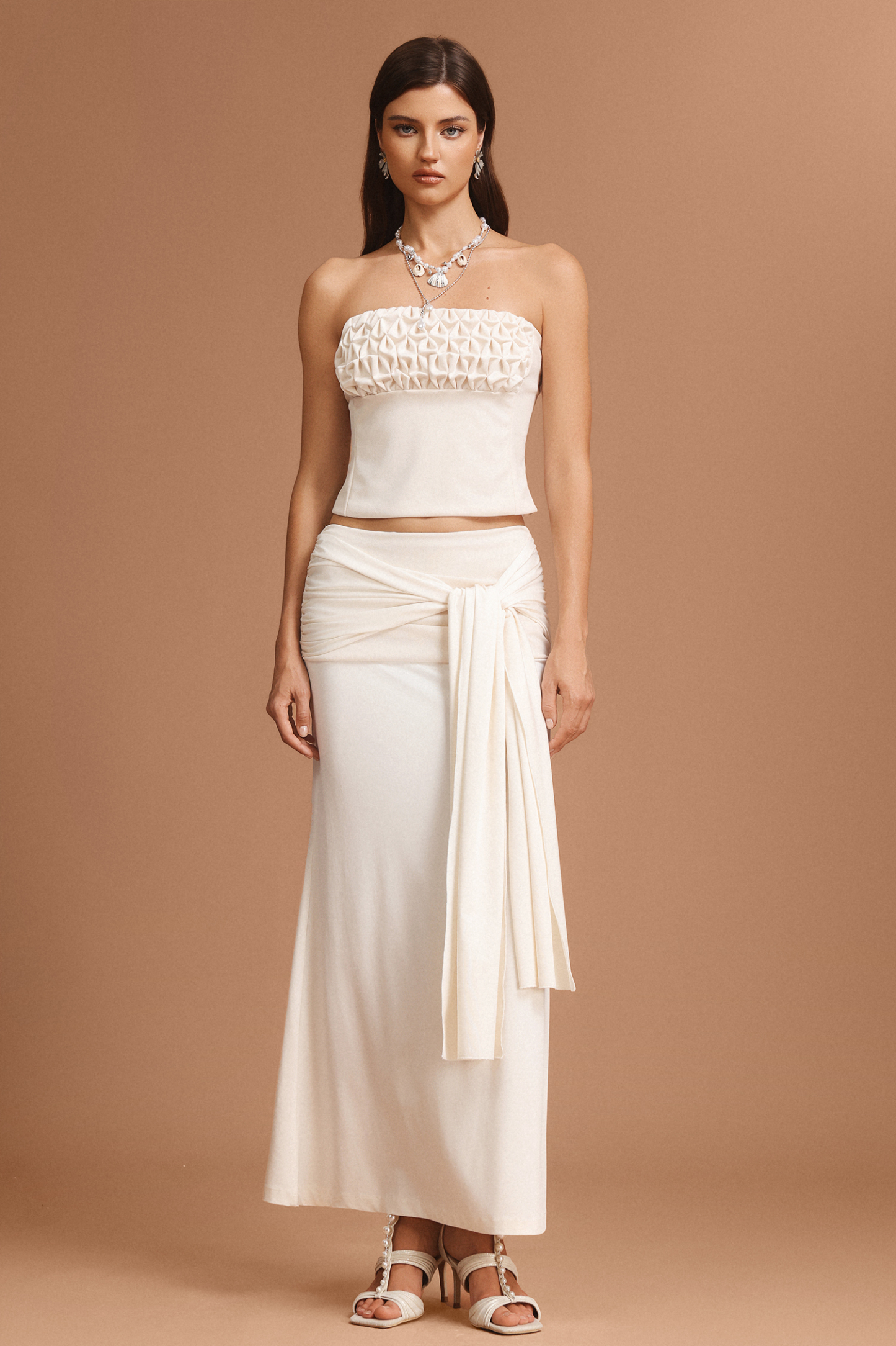 Tyler Sleeveless Folds Top And Skirt Two-Piece Set