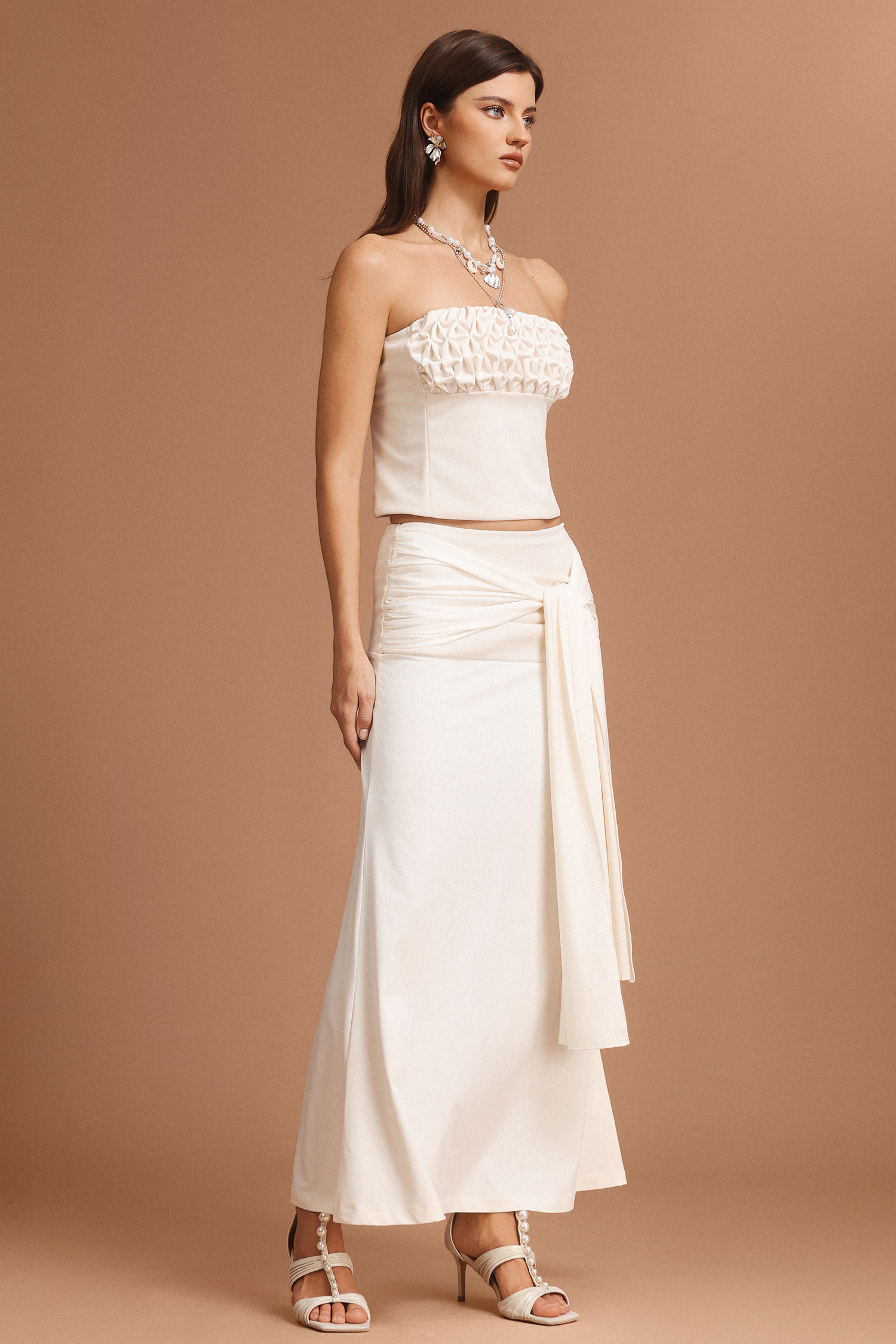 Tyler Sleeveless Folds Top And Skirt Two-Piece Set