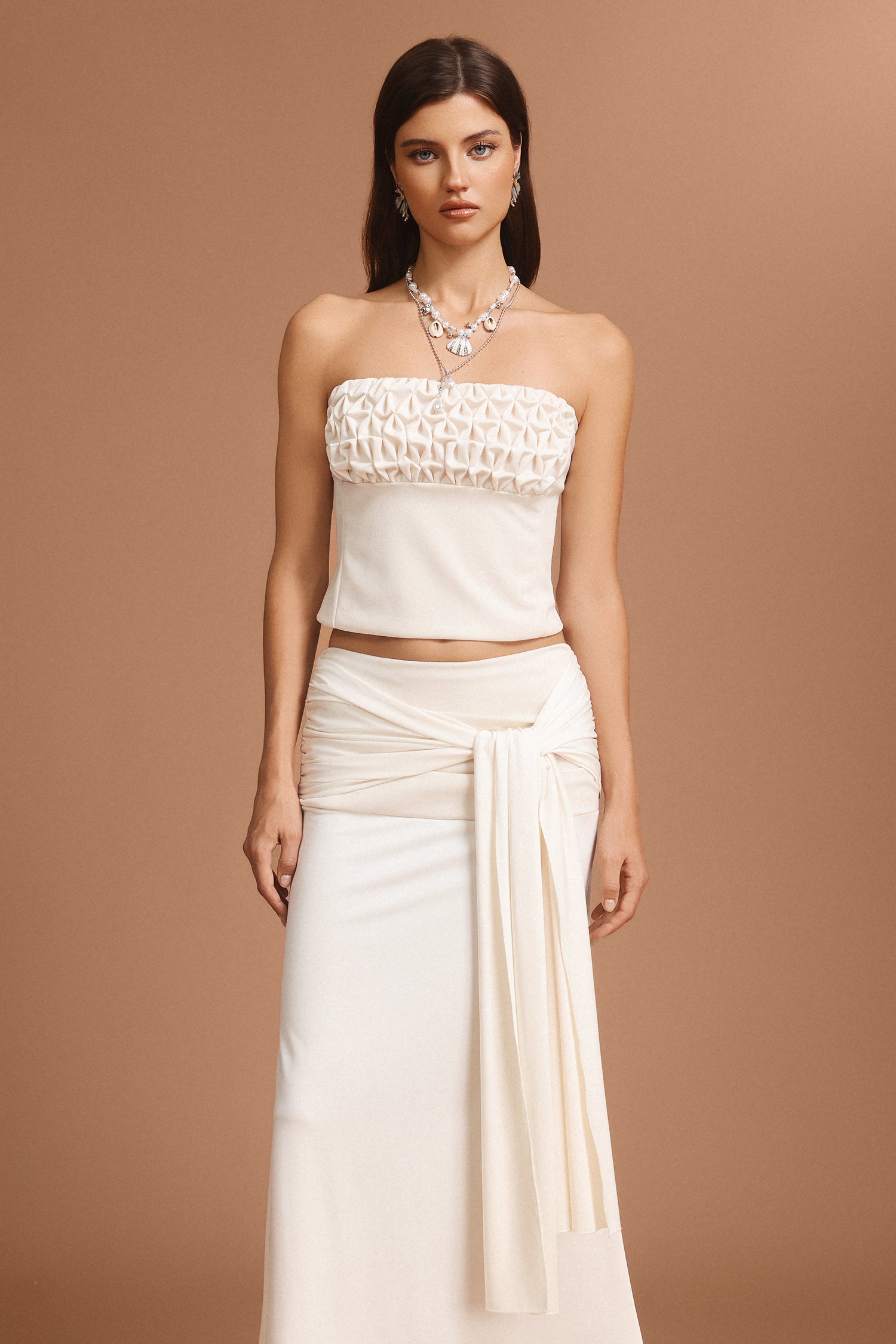 Tyler Sleeveless Folds Top And Skirt Two-Piece Set