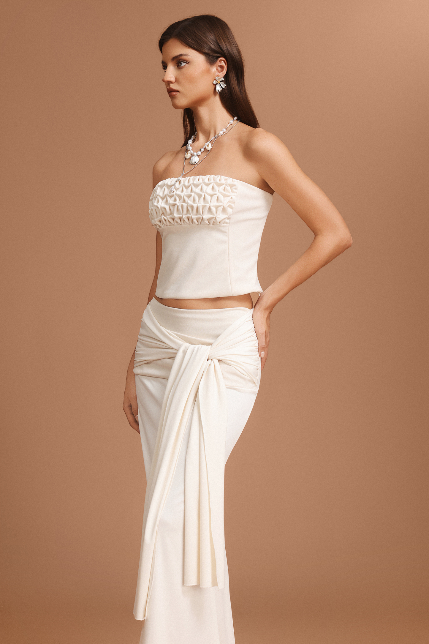 Tyler Sleeveless Folds Top And Skirt Two-Piece Set