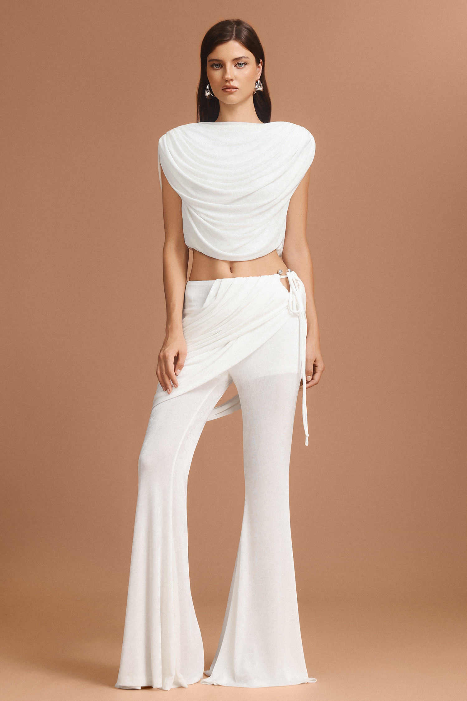 Liaci Sleeveless Folds Top And Pants Two-Piece Set