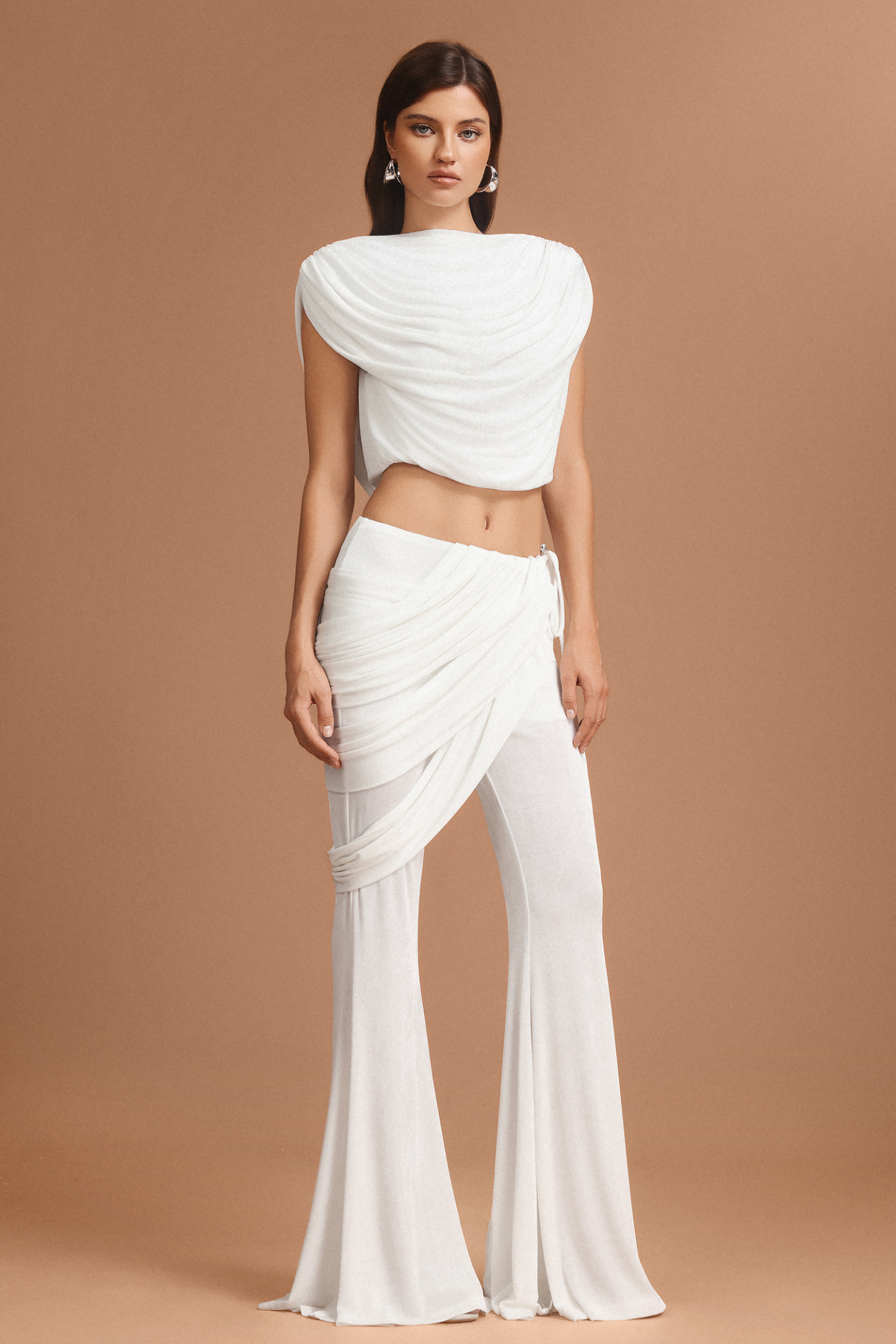 Liaci Sleeveless Folds Top And Pants Two-Piece Set