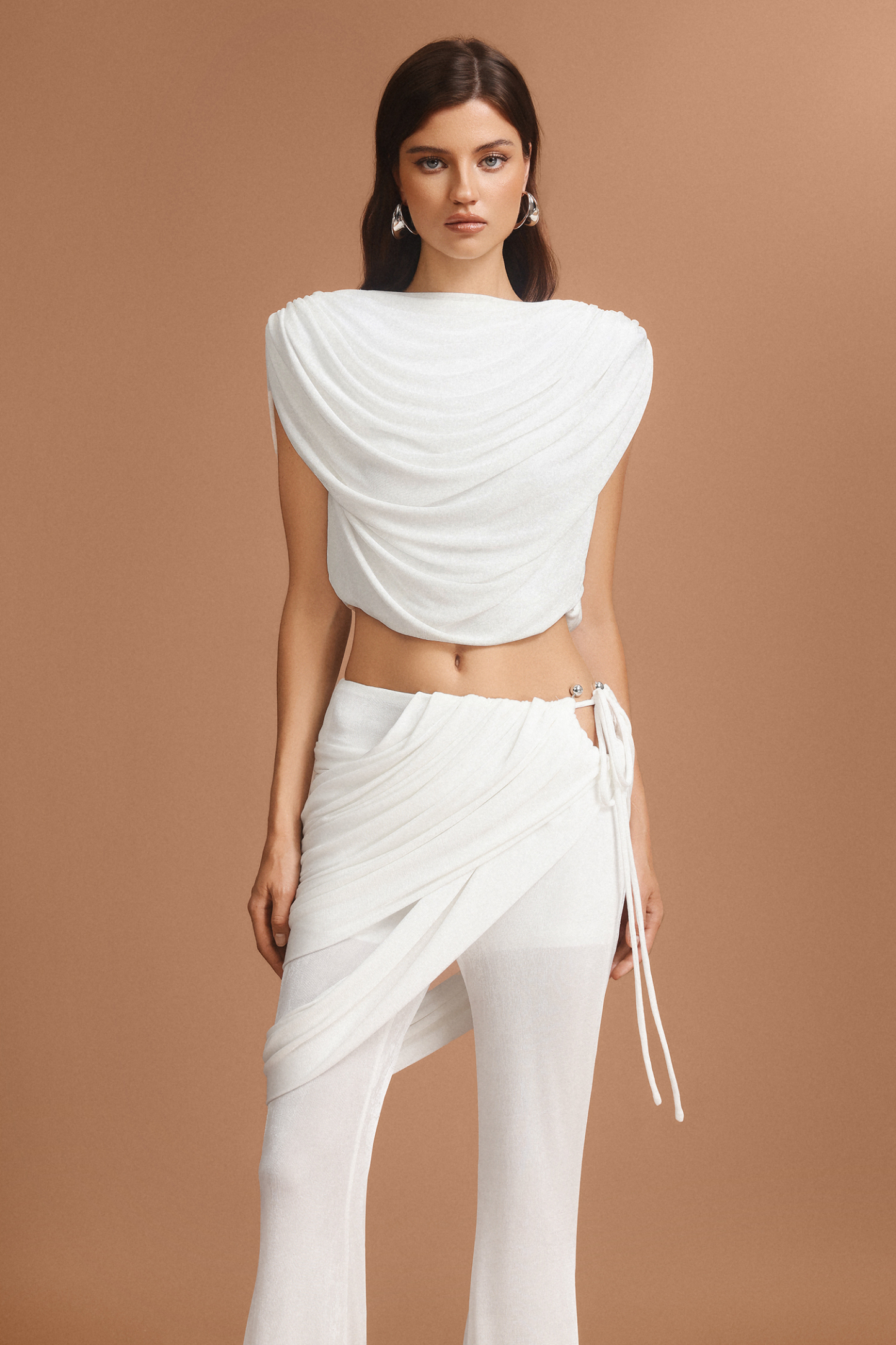 Liaci Sleeveless Folds Top And Pants Two-Piece Set