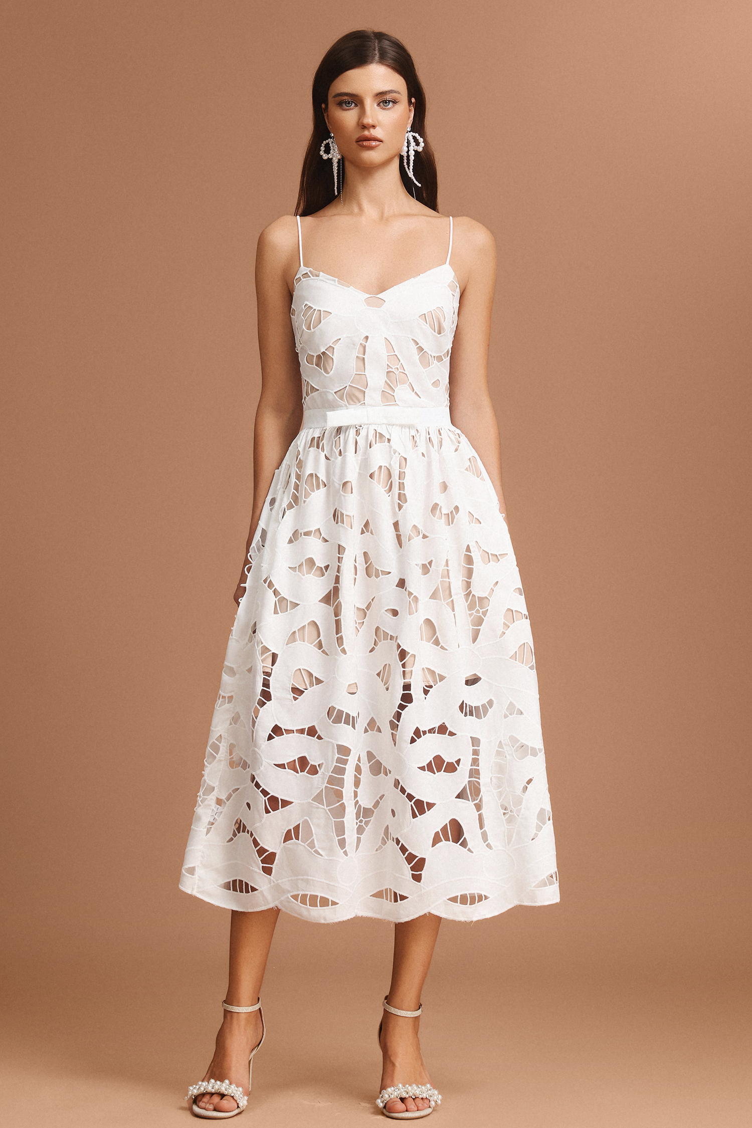 Ruby Halter Lace Midi Dress