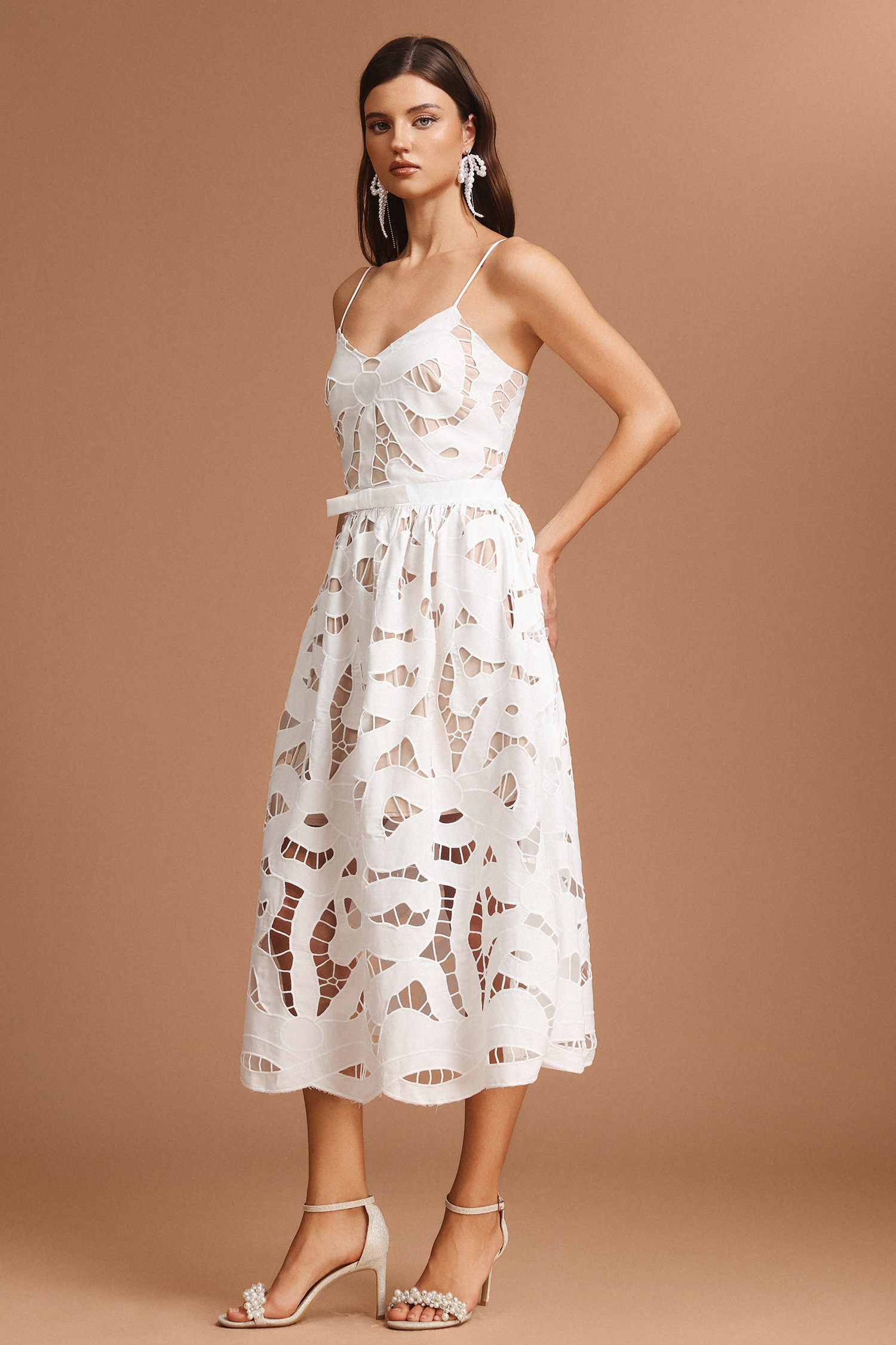 Ruby Halter Lace Midi Dress