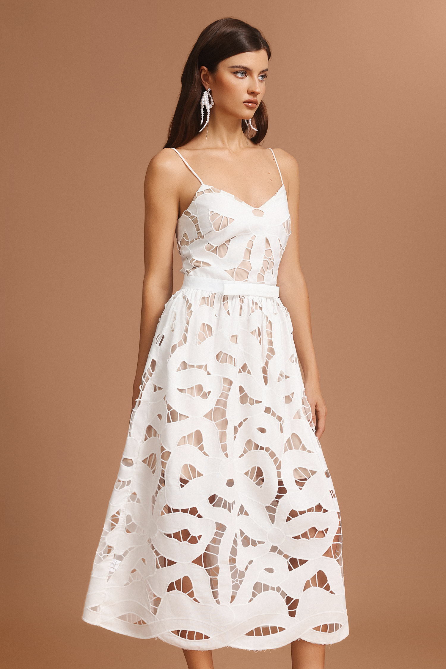 Ruby Halter Lace Midi Dress
