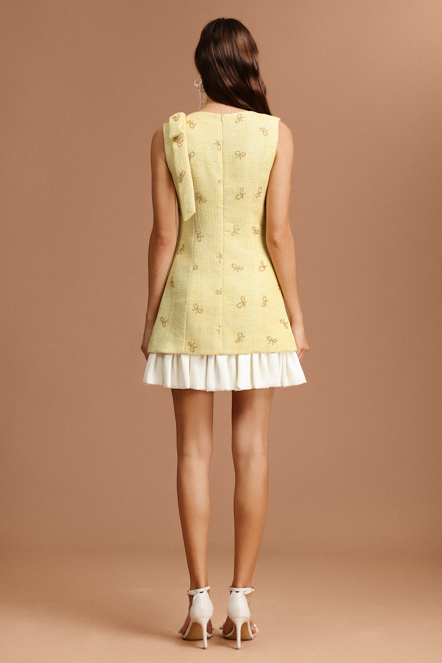 Jikia Round Neck Sleeveless Bowknot Mini Dress