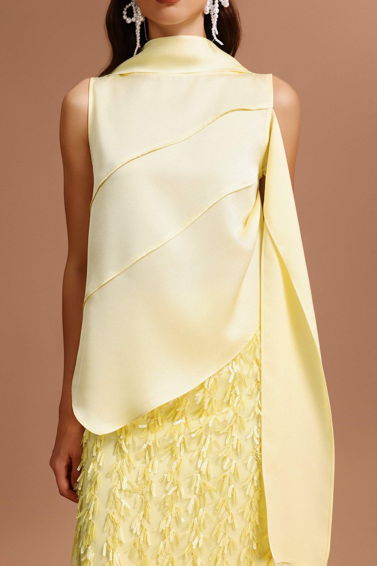 Tessy Sequin Tassels Asymmetric Top And Skirt Two-Piece Set