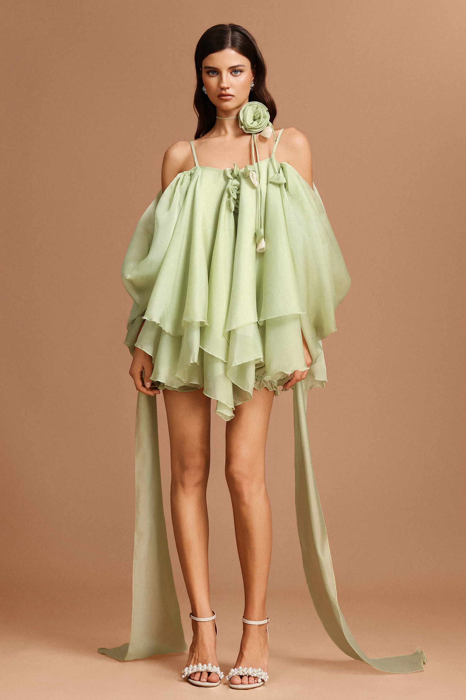 Shirley Halter Flowers Mini Dress