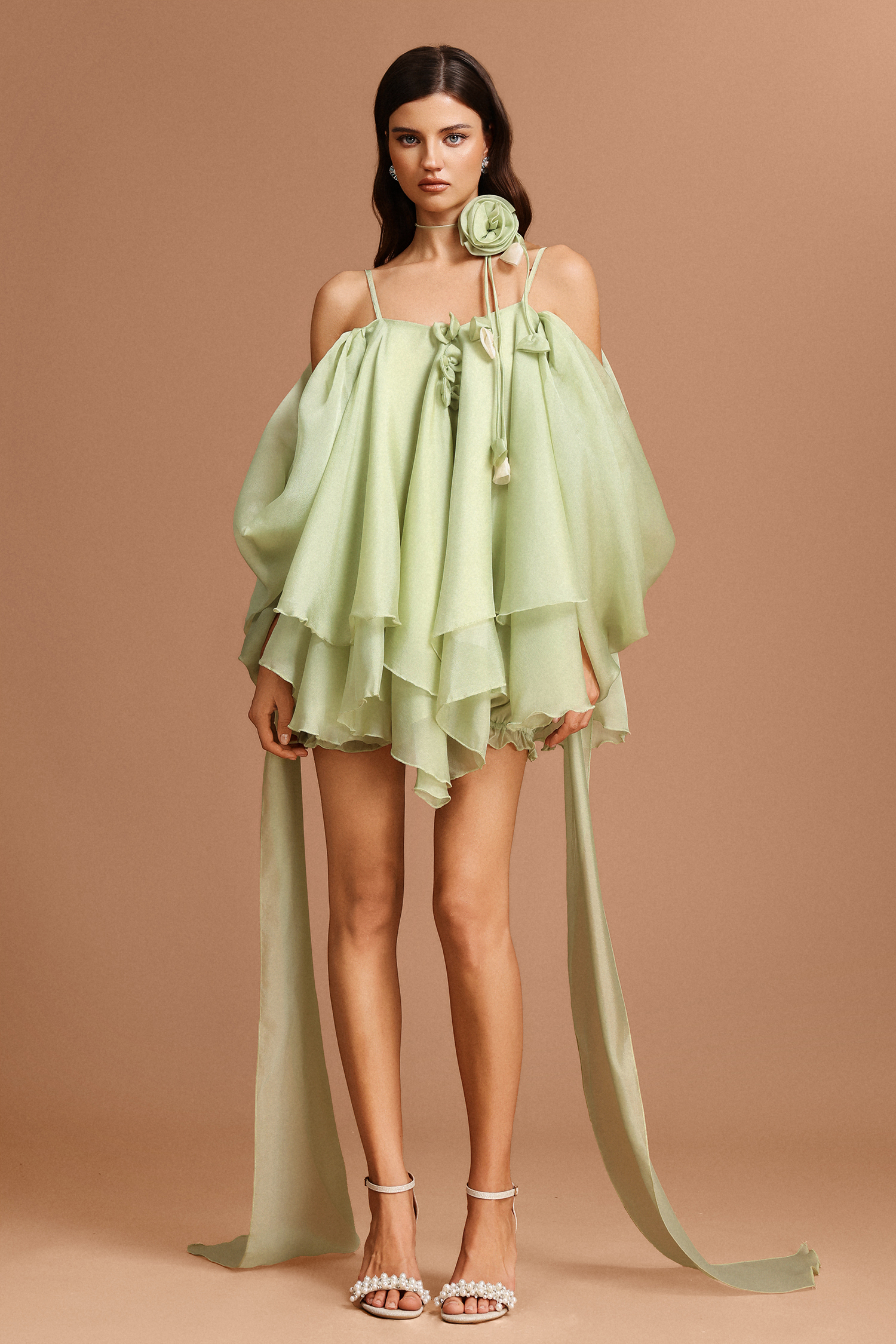 Shirley Halter Flowers Mini Dress