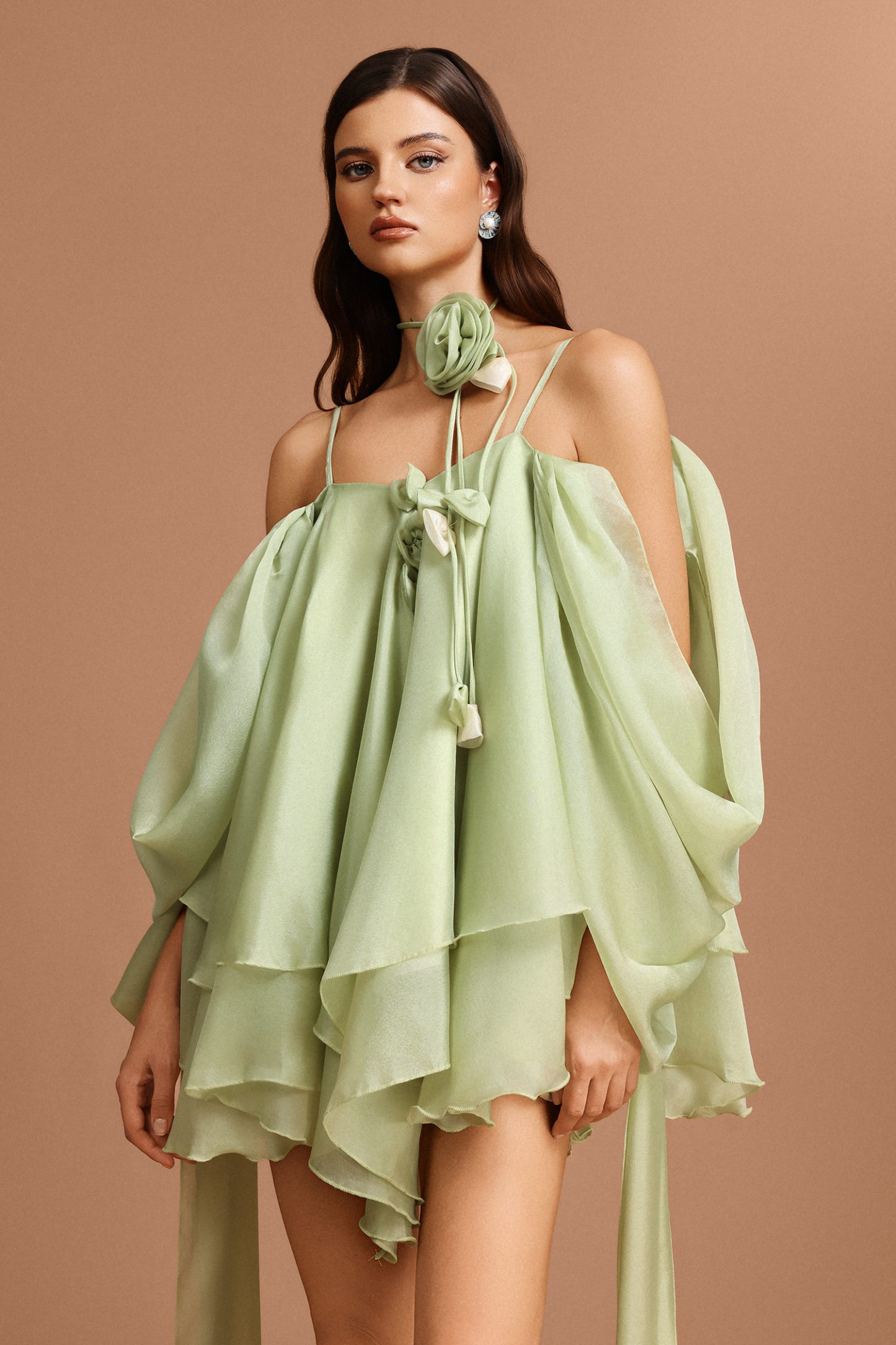 Shirley Halter Flowers Mini Dress