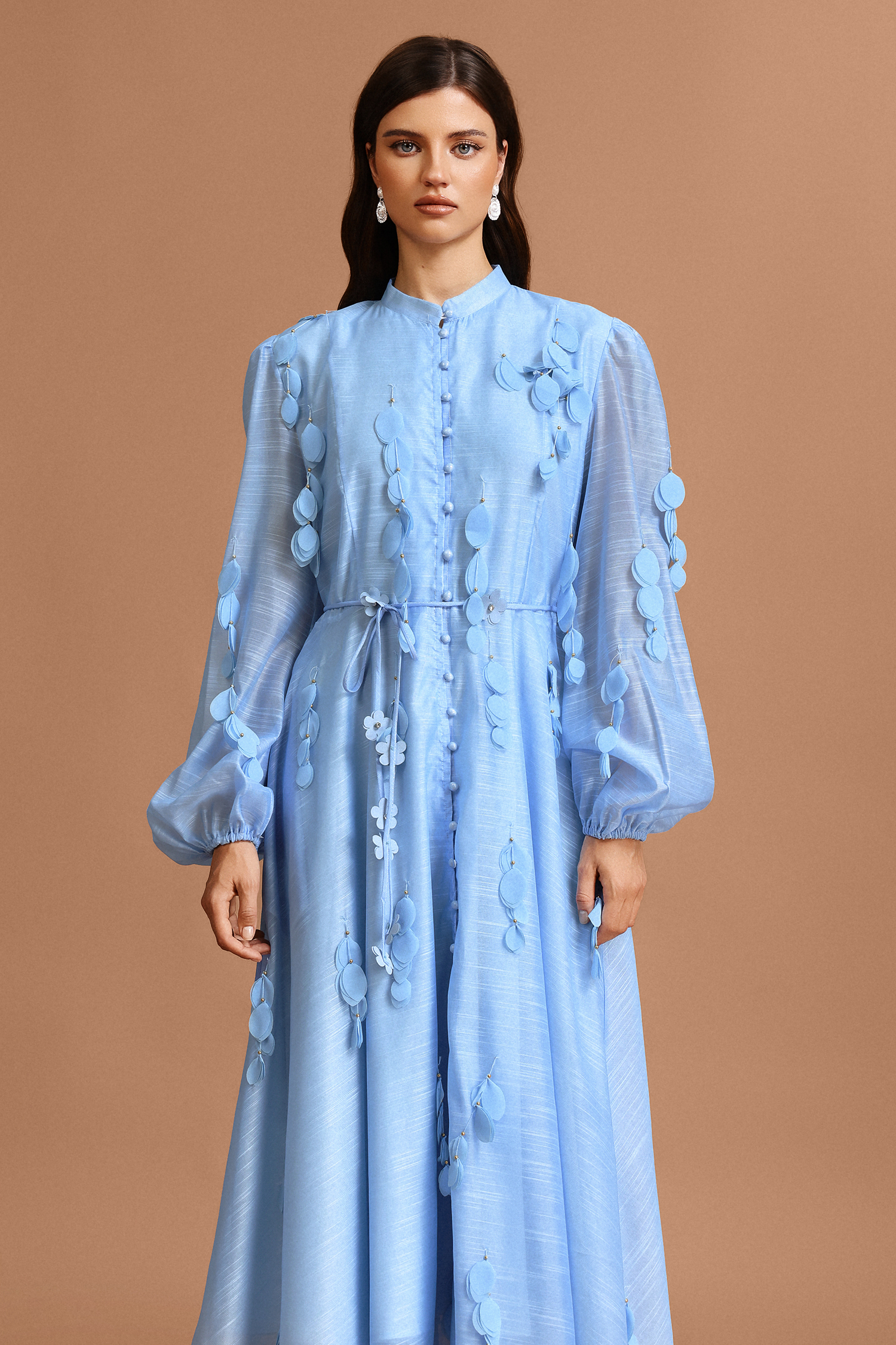 Eren Long Sleeves Flowers Tassels Maxi Dress