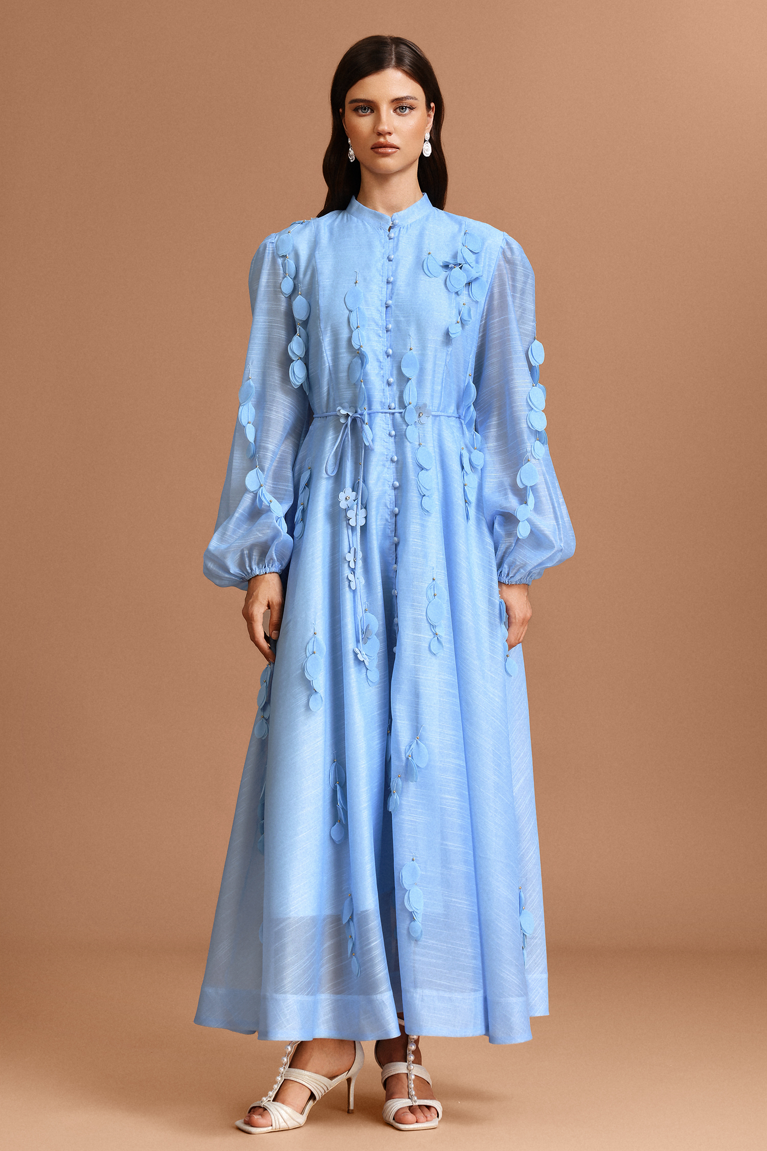 Eren Long Sleeves Flowers Tassels Maxi Dress