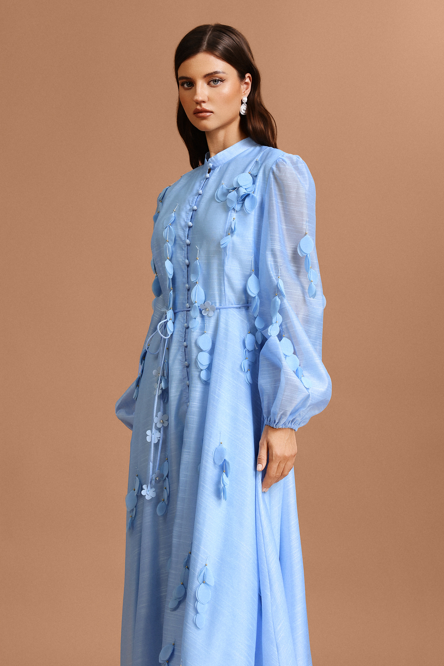 Eren Long Sleeves Flowers Tassels Maxi Dress