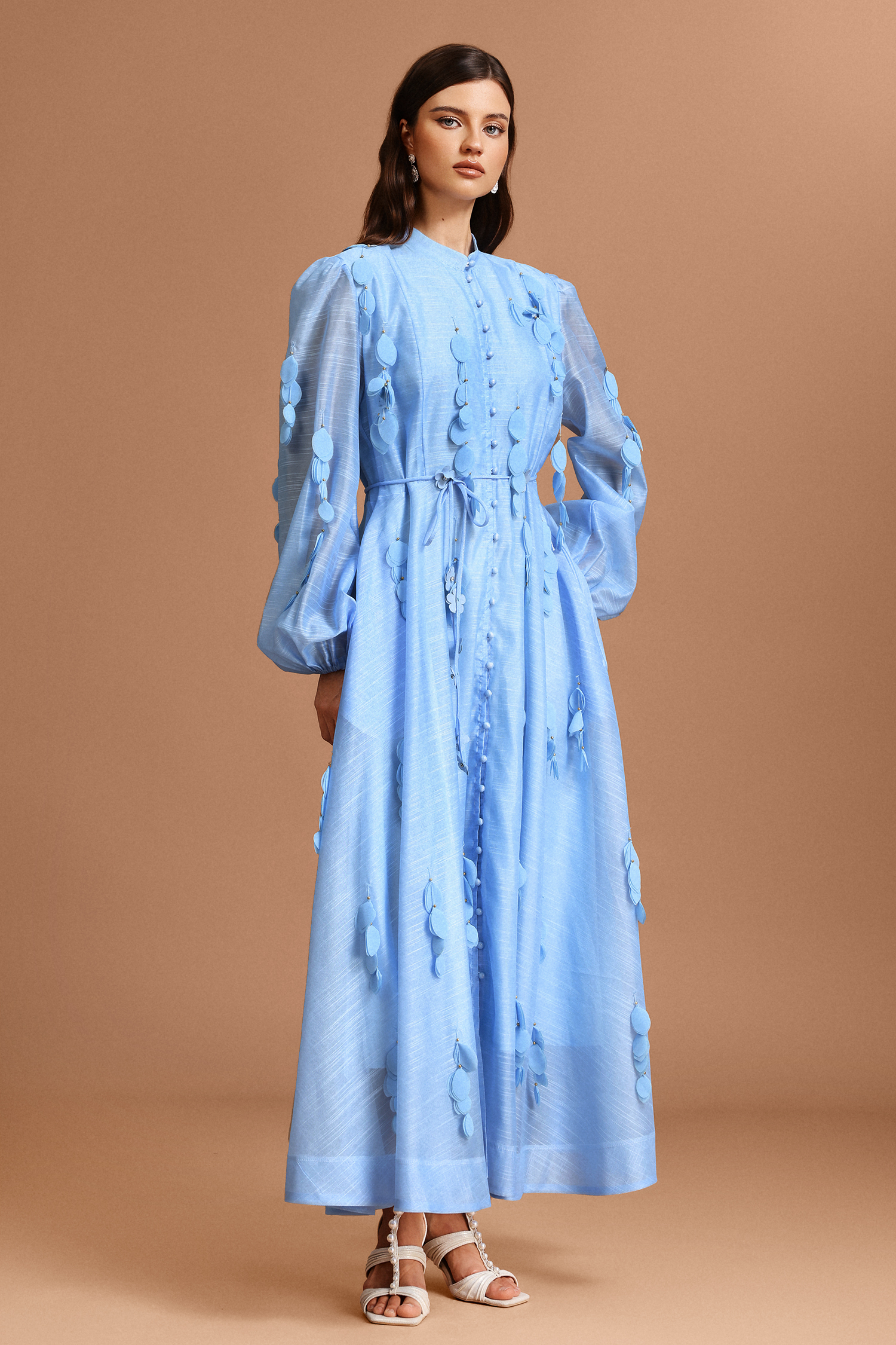 Eren Long Sleeves Flowers Tassels Maxi Dress