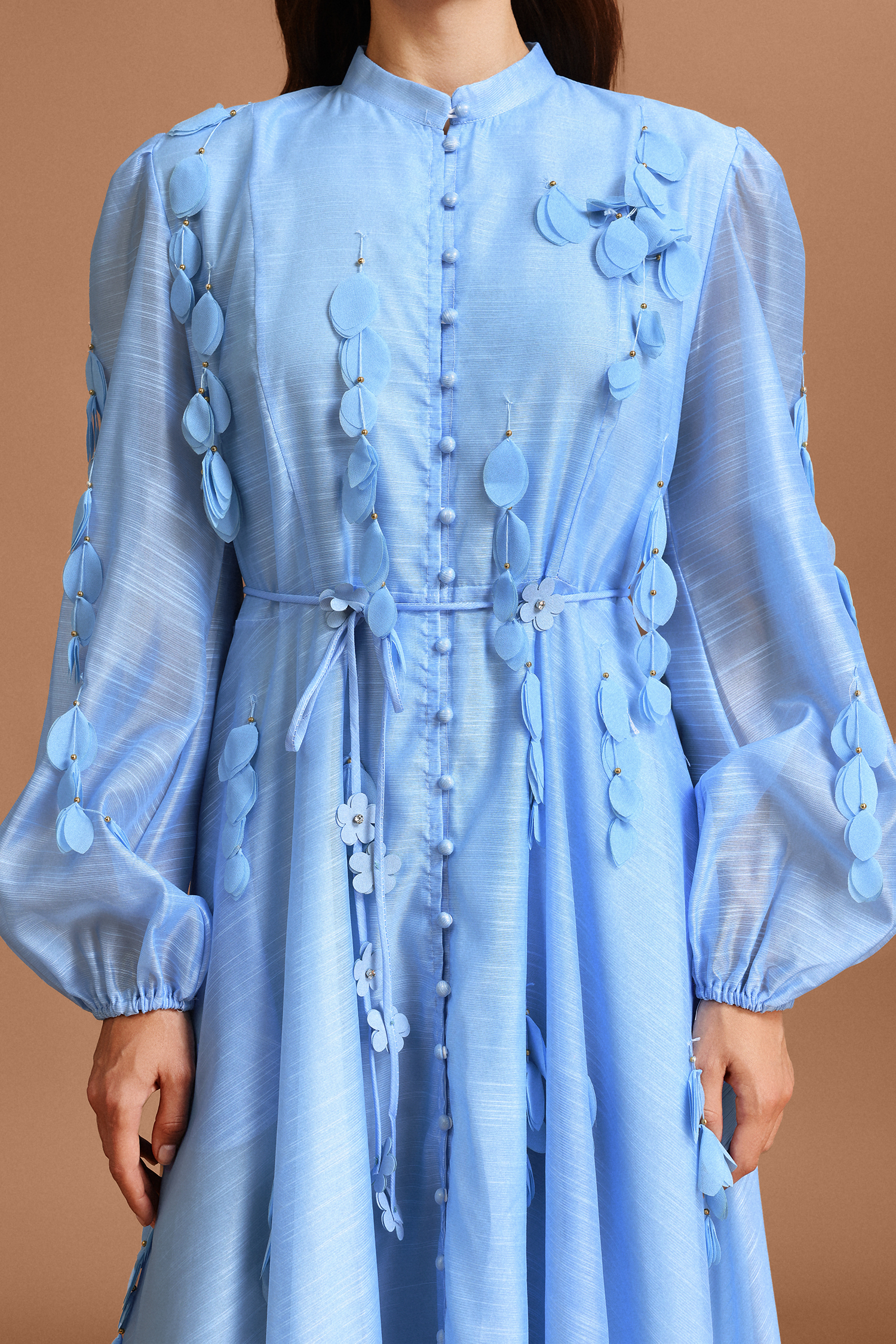 Eren Long Sleeves Flowers Tassels Maxi Dress