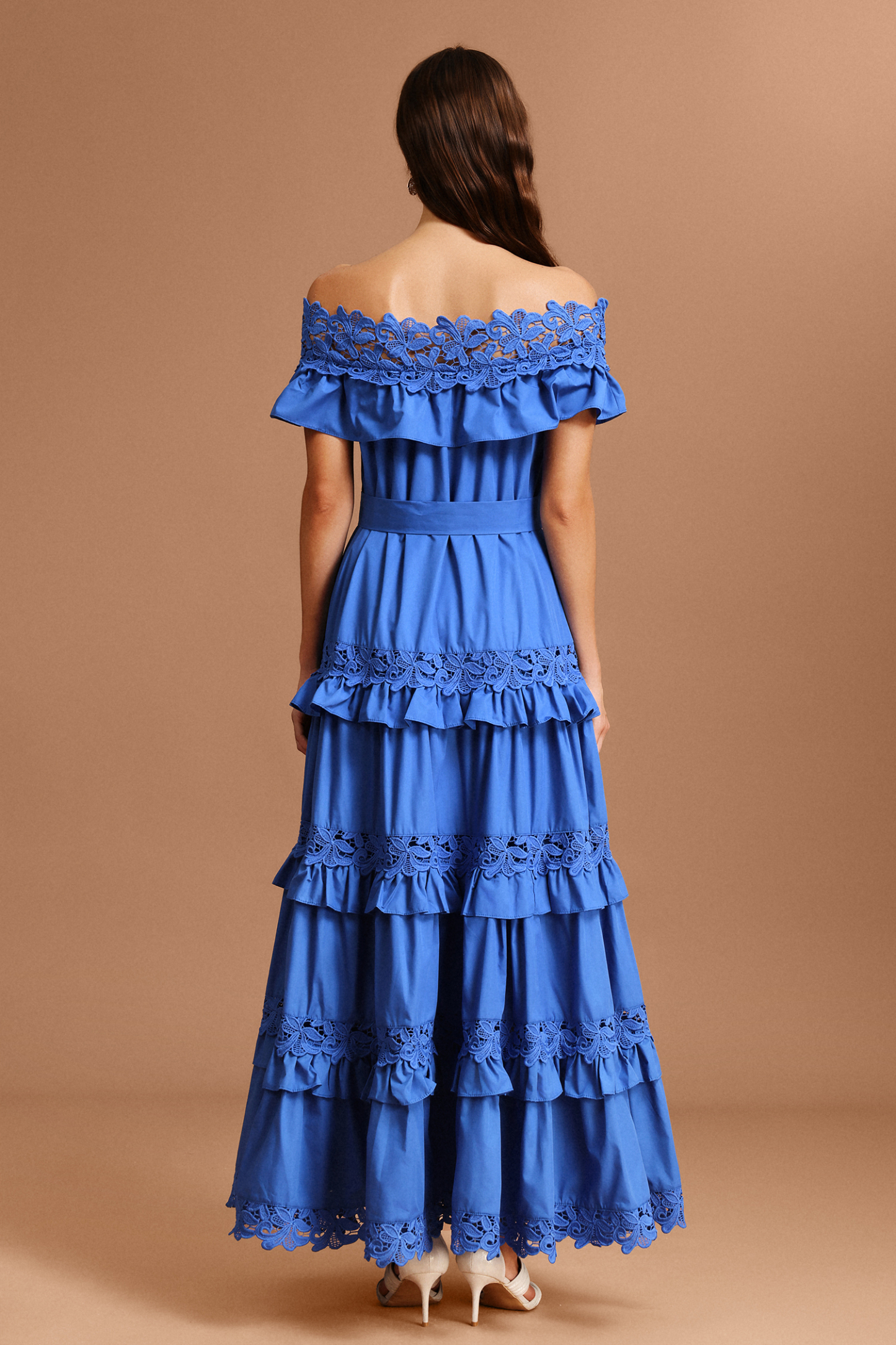 Telka Off-The-Shoulder Lace Bowknot Maxi Dress