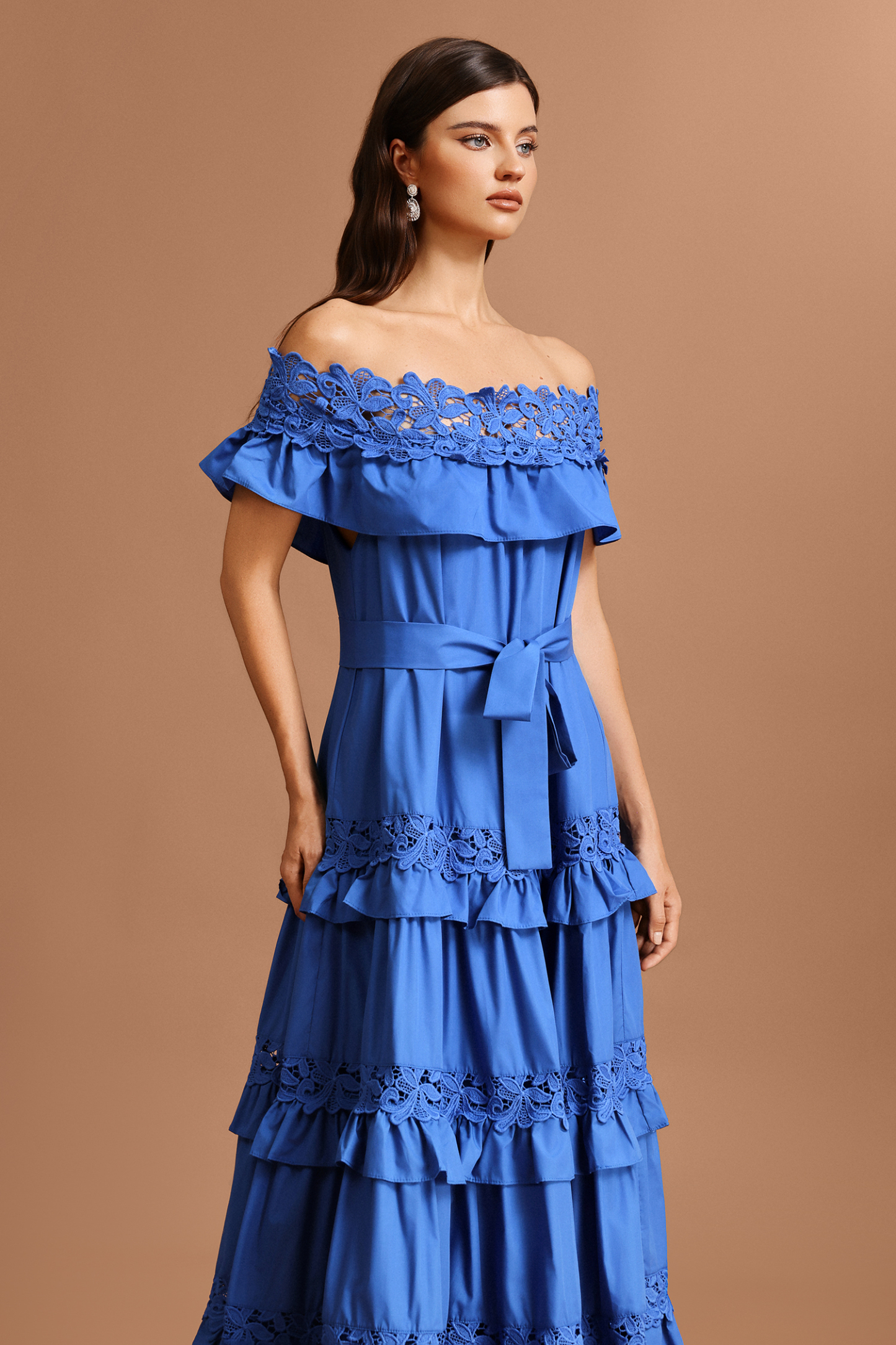 Telka Off-The-Shoulder Lace Bowknot Maxi Dress