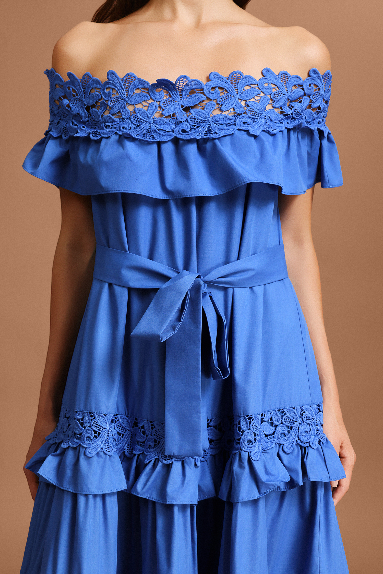 Telka Off-The-Shoulder Lace Bowknot Maxi Dress