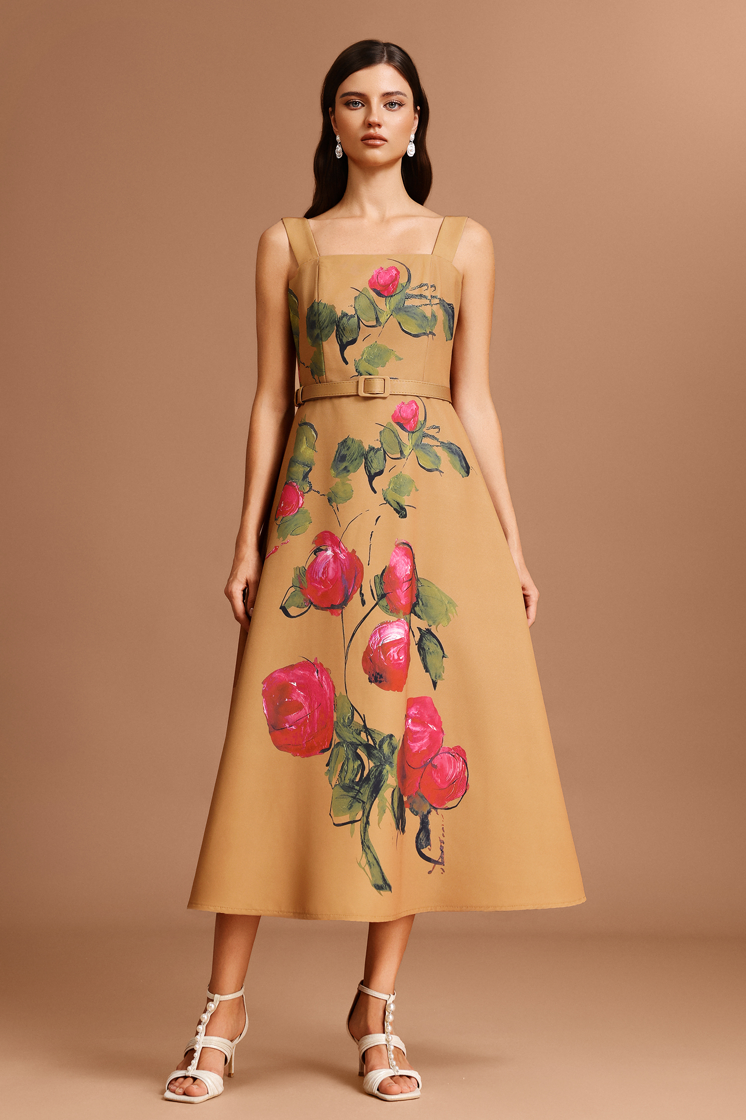 Noor Halter Floral Printed Midi Dress