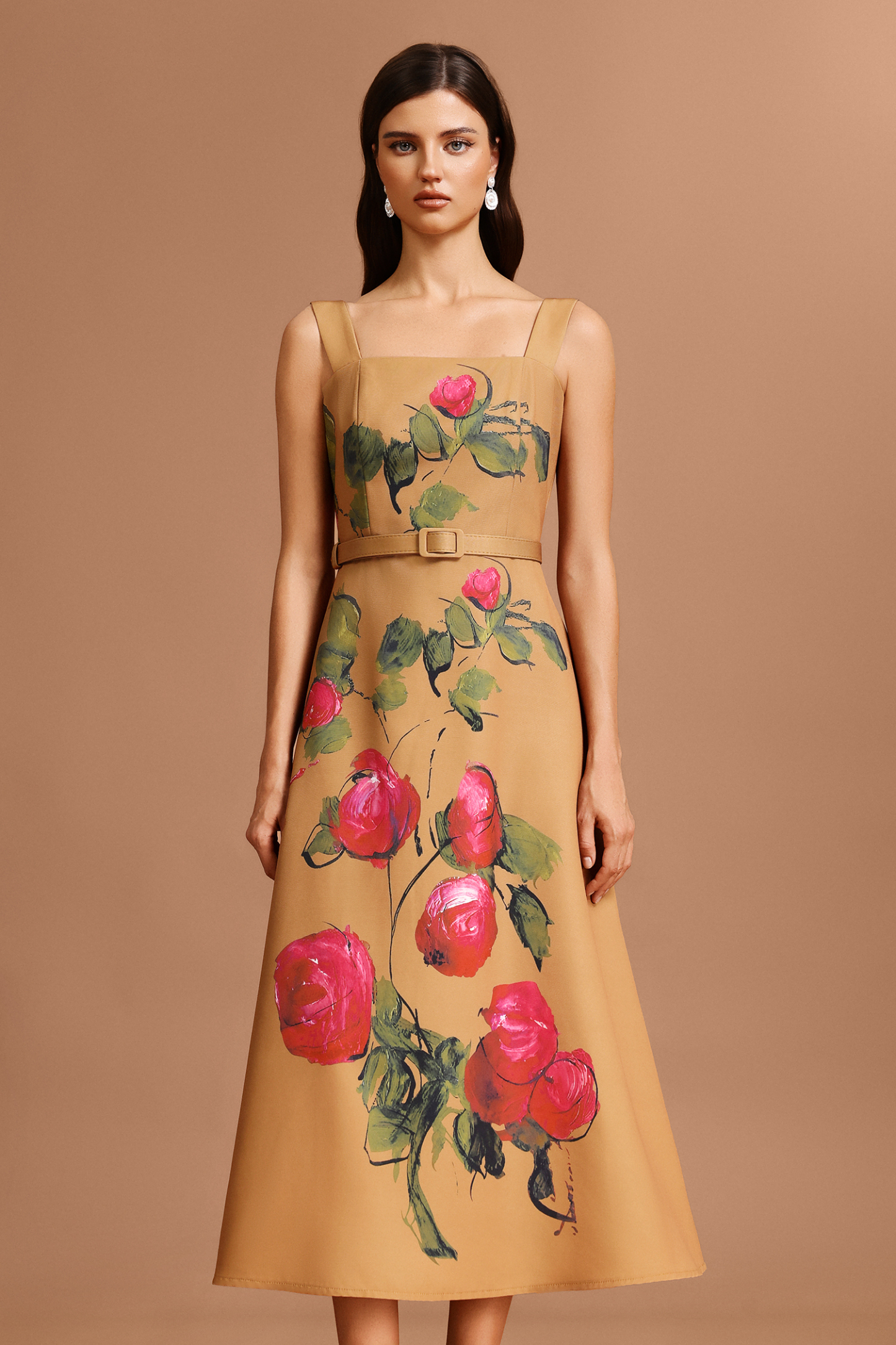 Noor Halter Floral Printed Midi Dress