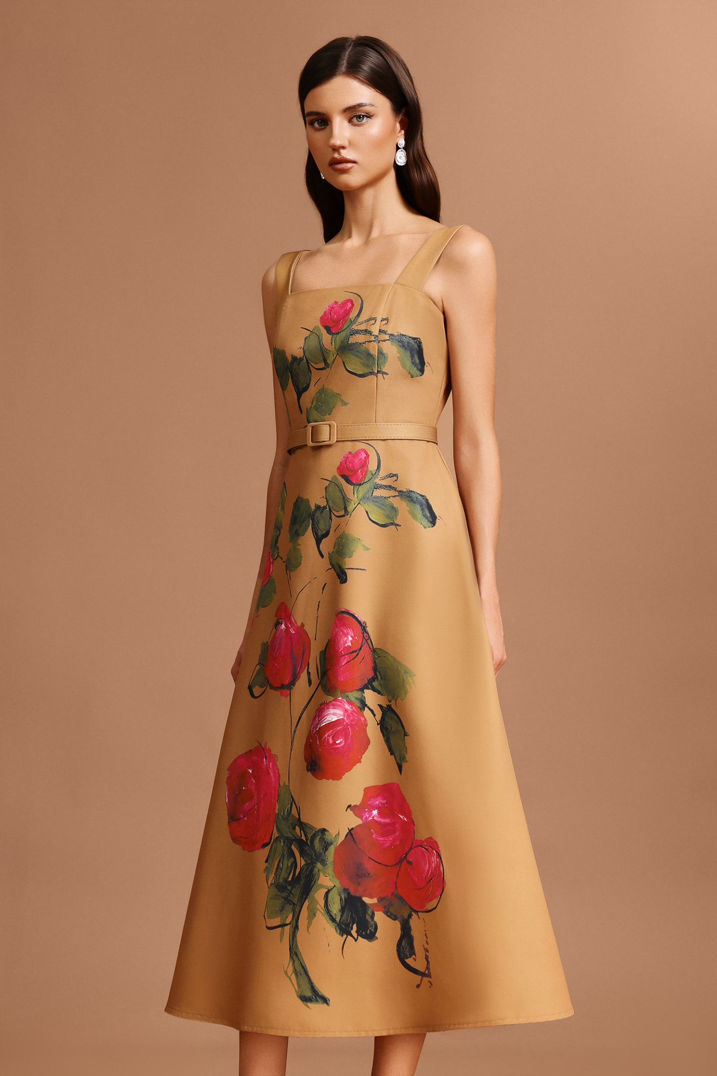 Noor Halter Floral Printed Midi Dress