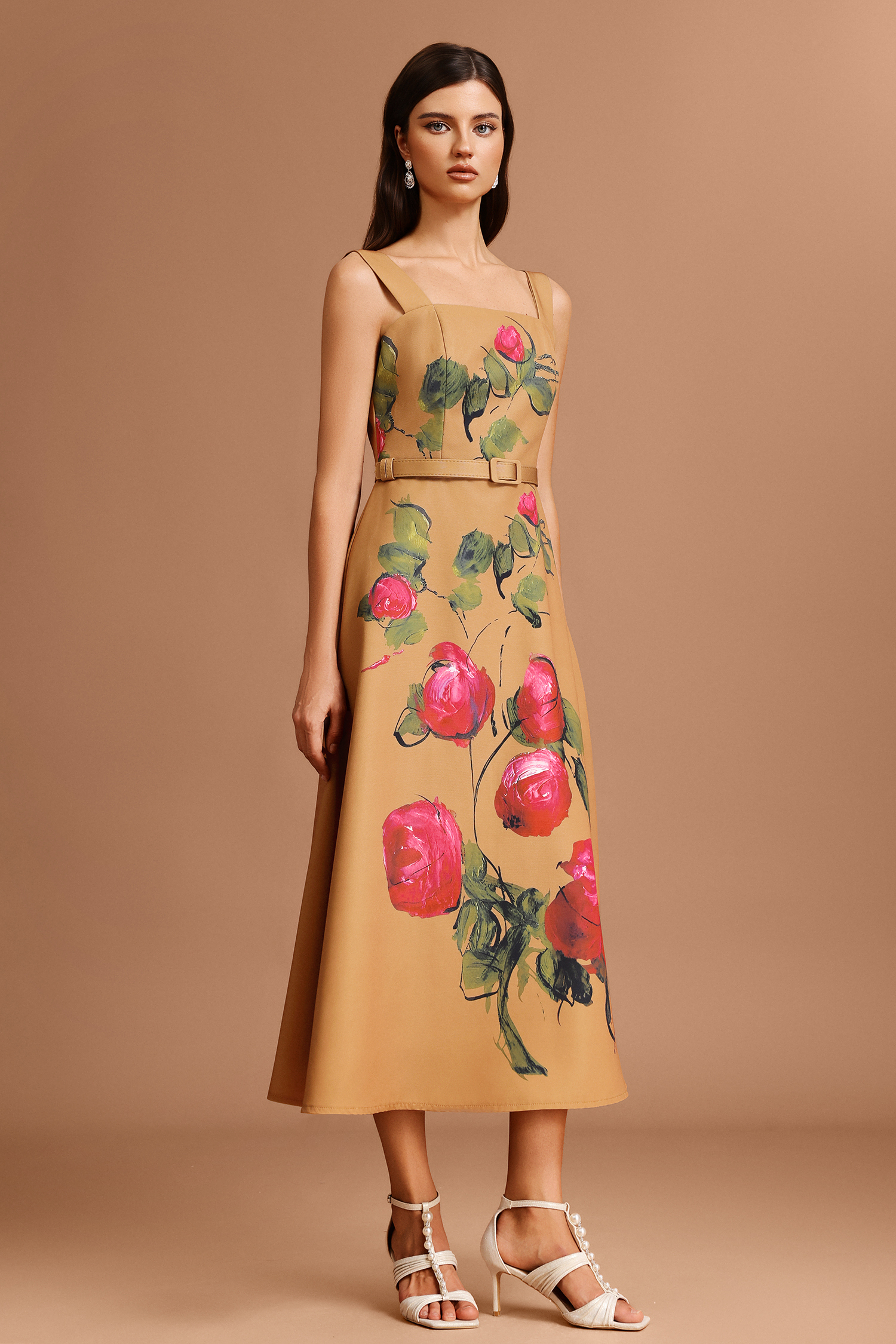 Noor Halter Floral Printed Midi Dress