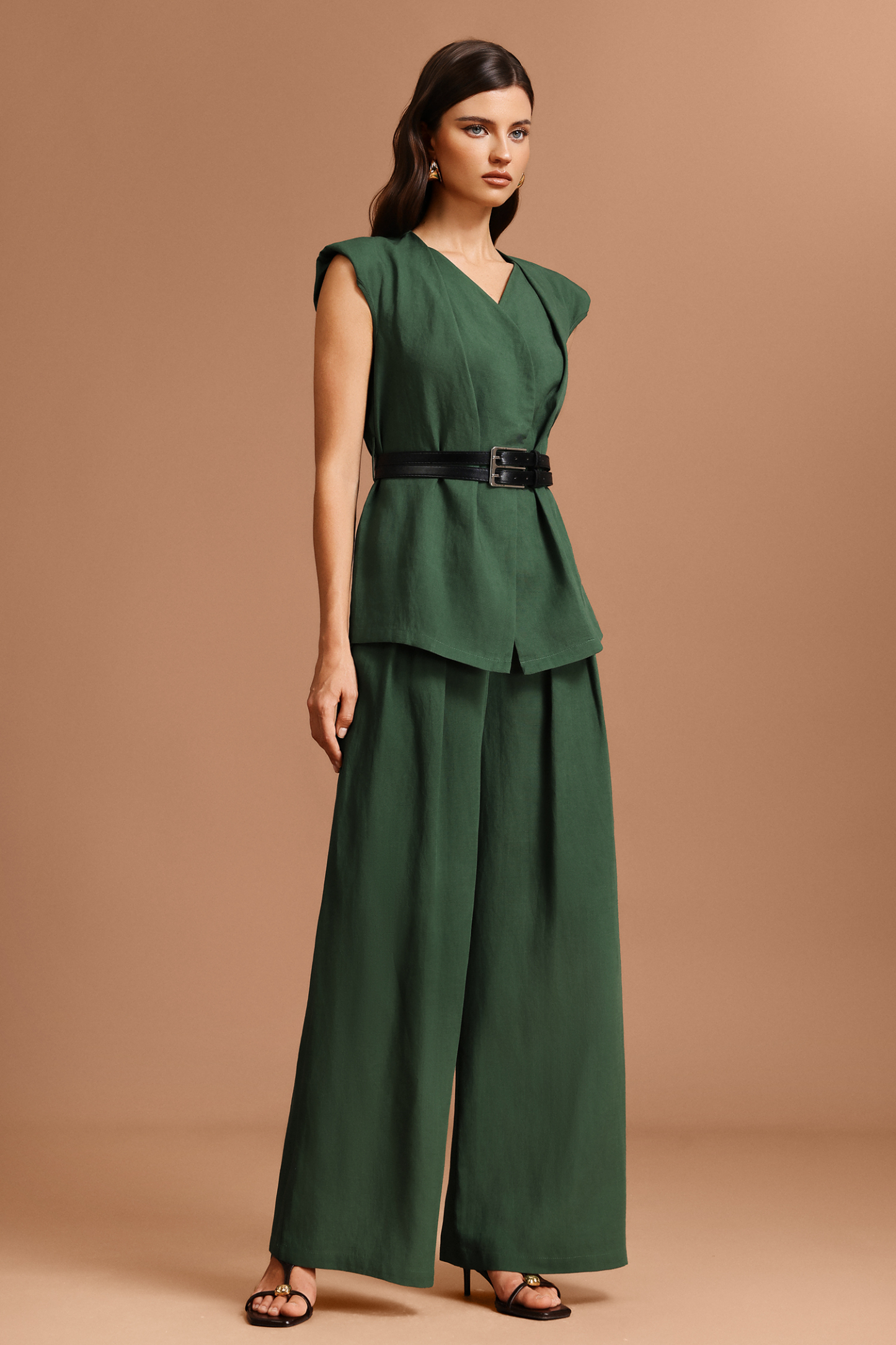 Jenn V-Neck Sleeveless Top And Pants Two-Piece Set