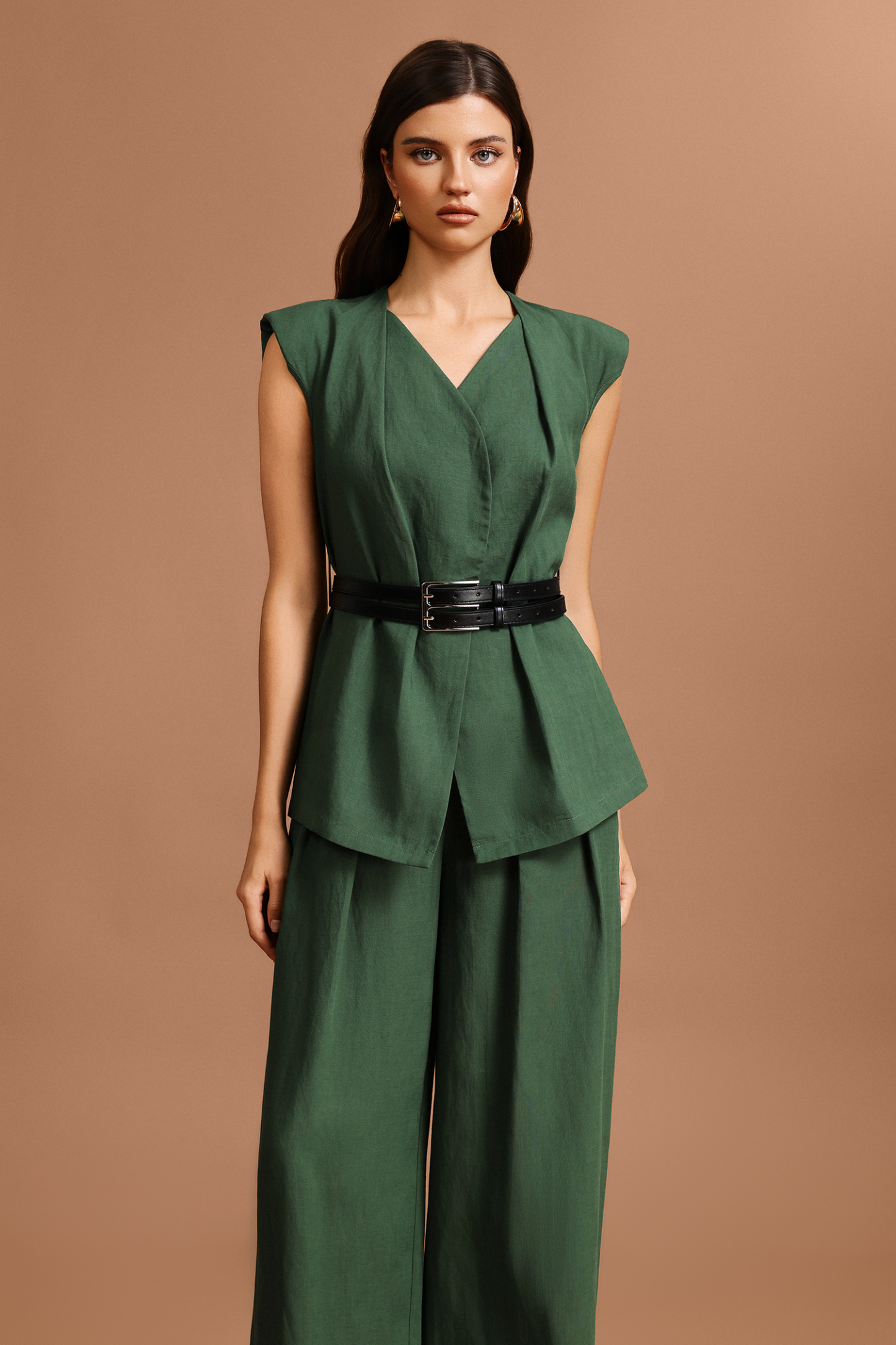 Jenn V-Neck Sleeveless Top And Pants Two-Piece Set