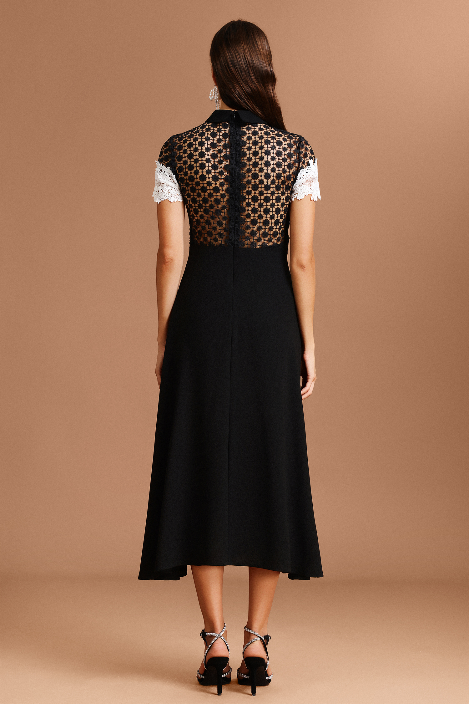 Talasa Short Sleeves Flowers Lace Maxi Dress