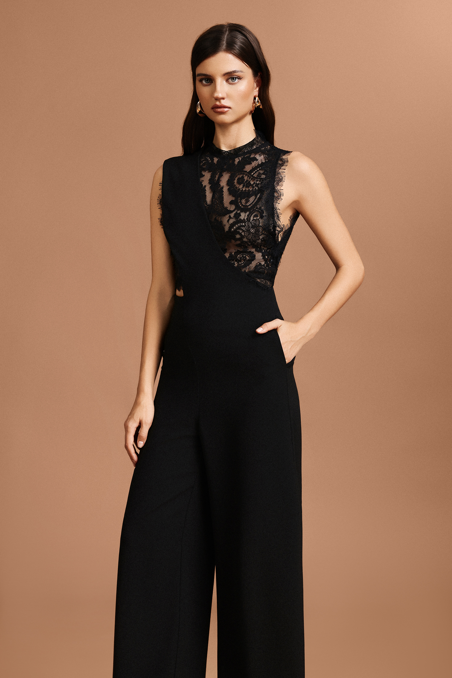 Xiacly Sleeveless Lace Top And Pants Two-Piece Set